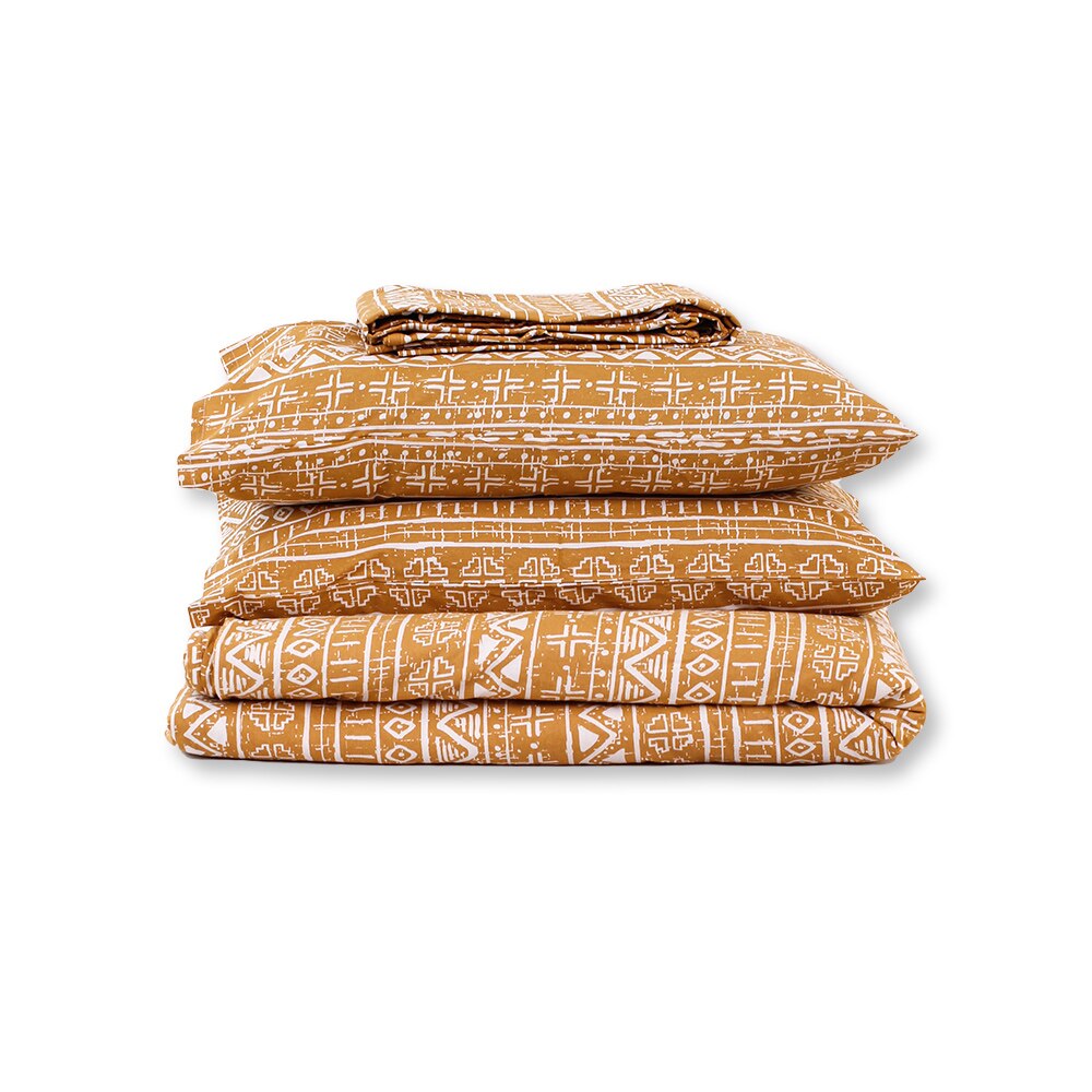 Kullu Patti 1 Double Bed Sheet & 2 Pillow Covers + 1 Double Duvet Cover with Yellow colour