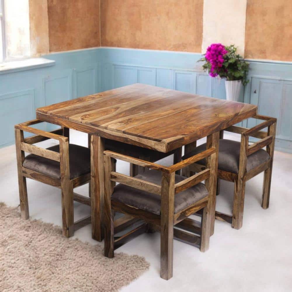 Kingston Sheesham Wood Accent 4 Seater Dining Table Set