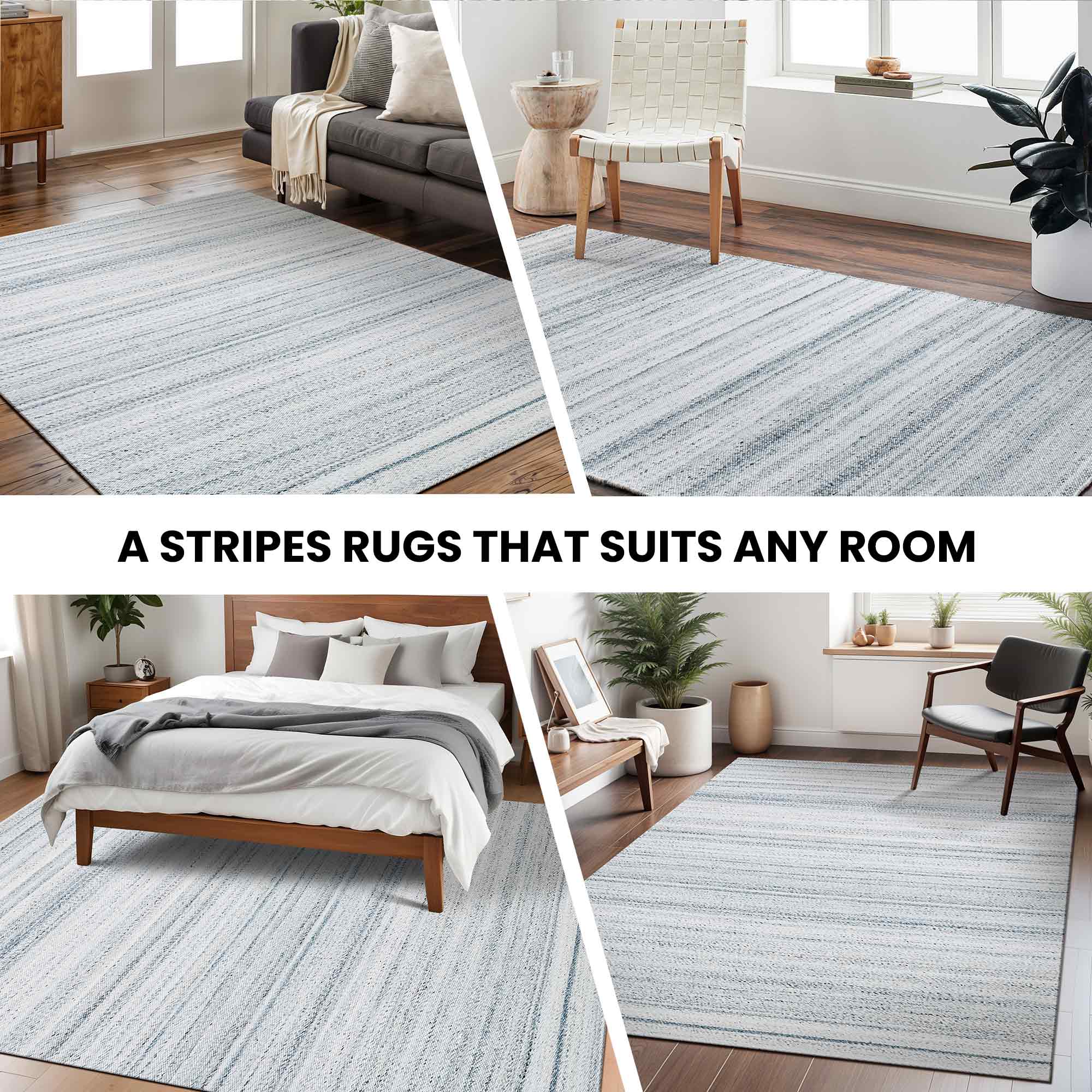 Cream Stripes Pet Yarn 8x10 Carpet