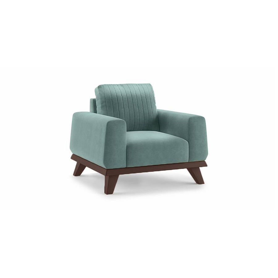 Granada Luxe 1 Seater Fabric Sofa in Dusty Turquoise Velvet Colour - Urban Ladder