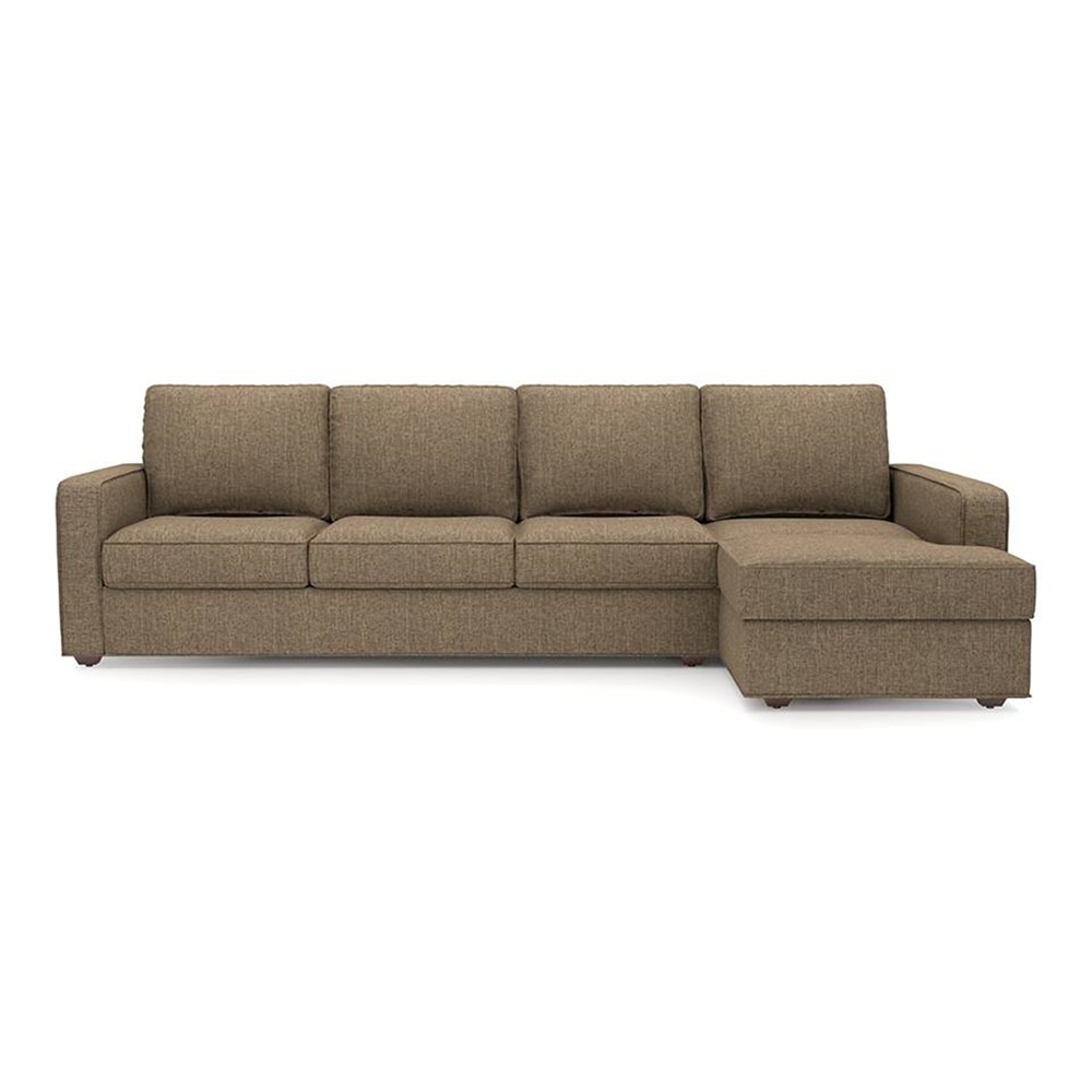 Apollo Compact Sofa (Colour : Dune, Cushion : Hard, Back Type : Regular, Seating Capacity : Right Aligned 3 Seater + Right Aligned Chaise + Ottoman) - Urban Ladder