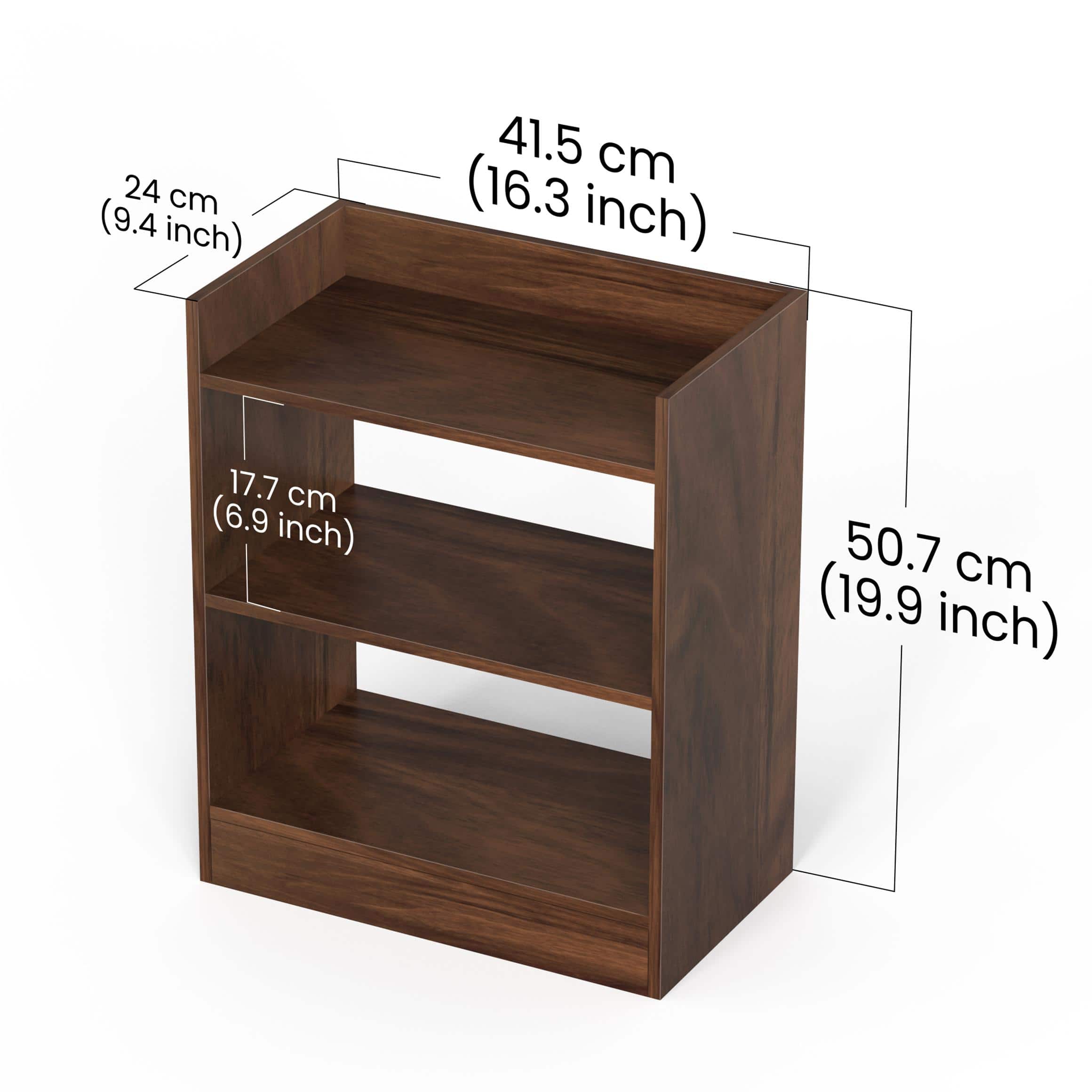 Nohee Engineered Wood Bedside Table in Brown Maple Finish