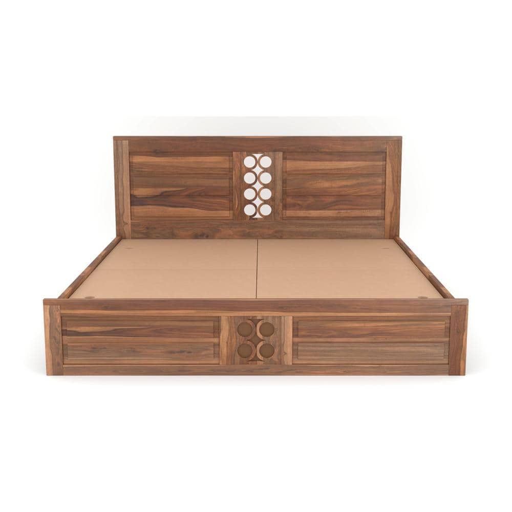 Dyla Sheesham Wood King Size Non Storage Bed In Teak Finish