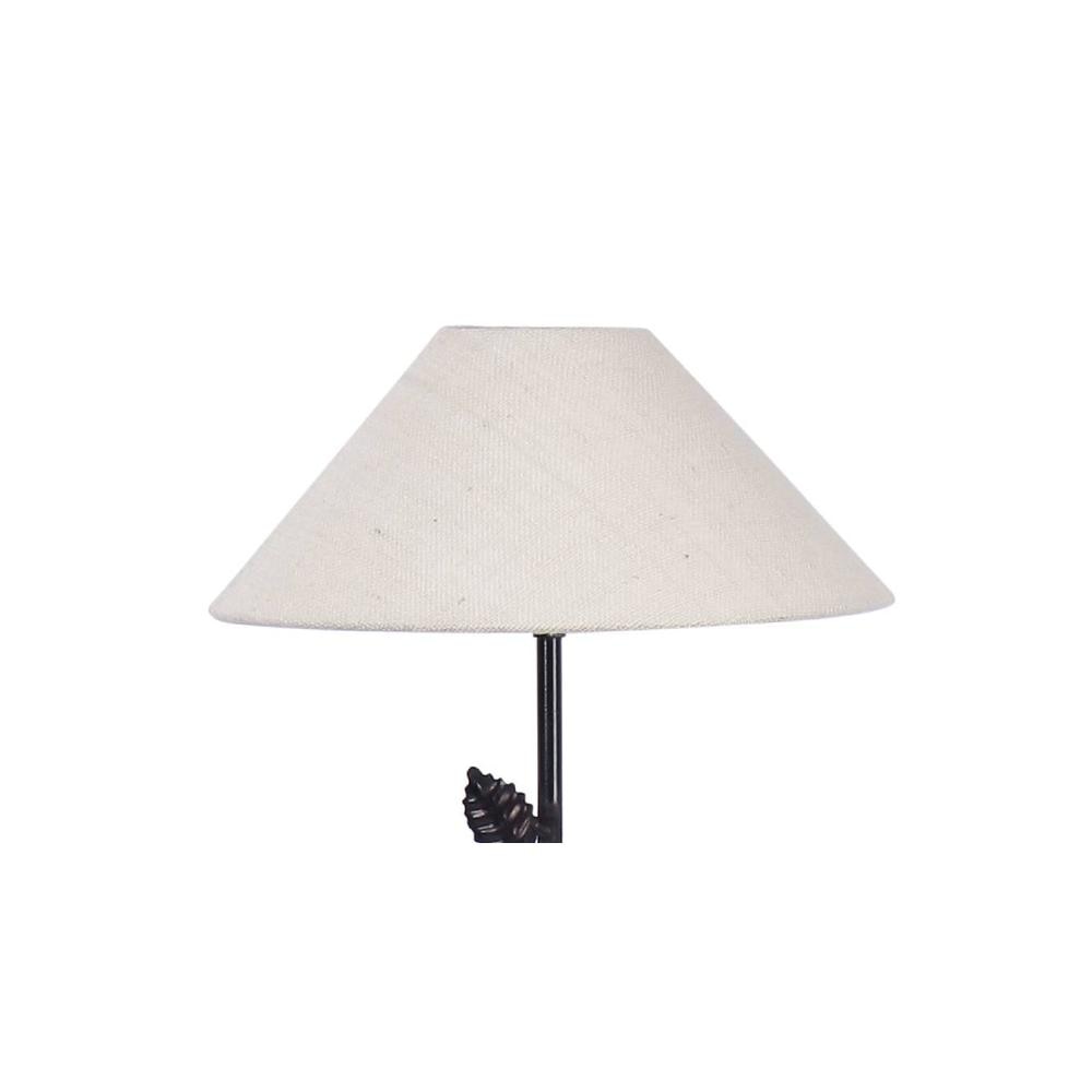 Evander White Natural Fiber Floor Lamp with Black Iron Base