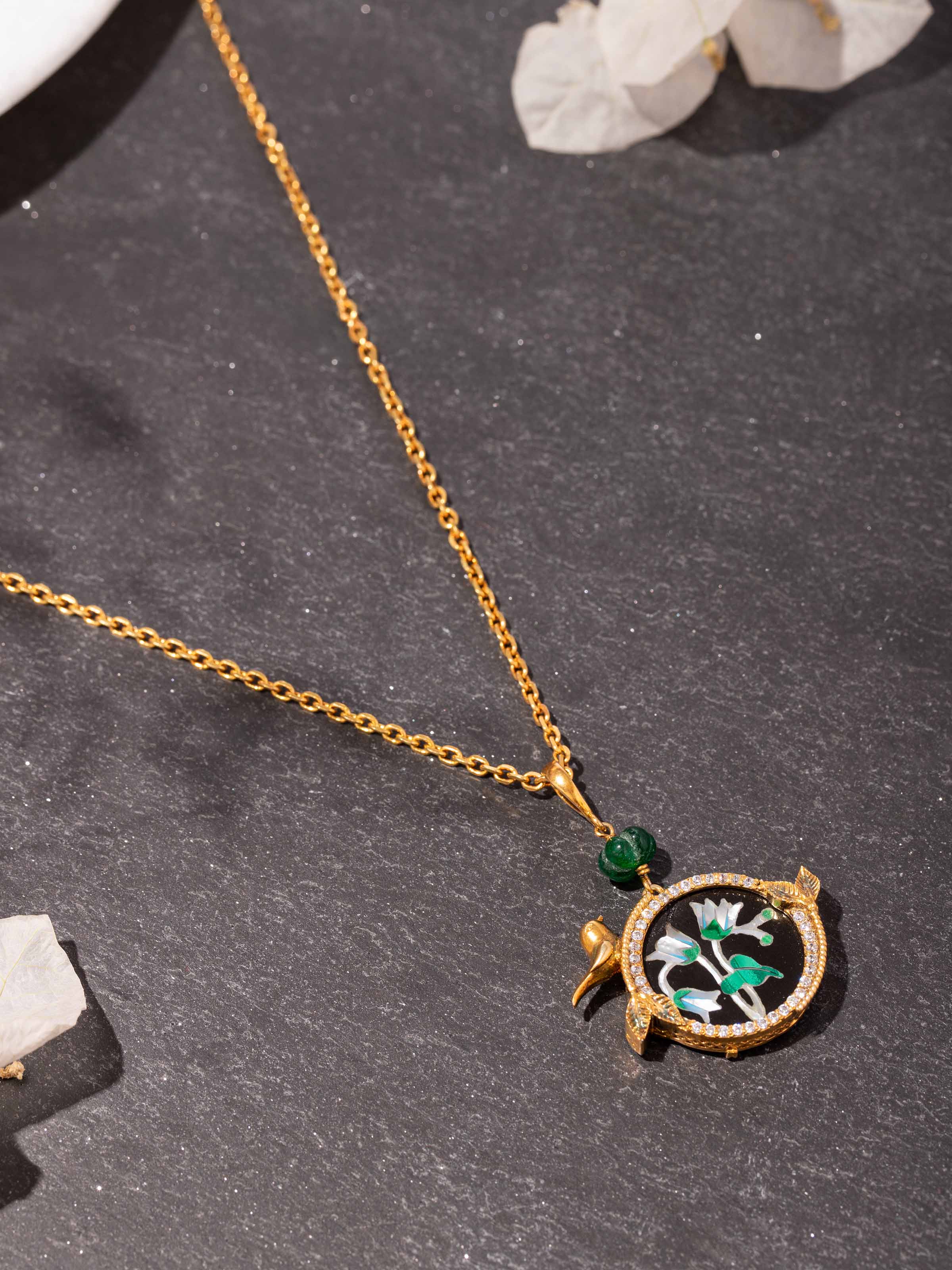 Alternate lifestyle view of the Parchinkari Silver Pendant & Chain
