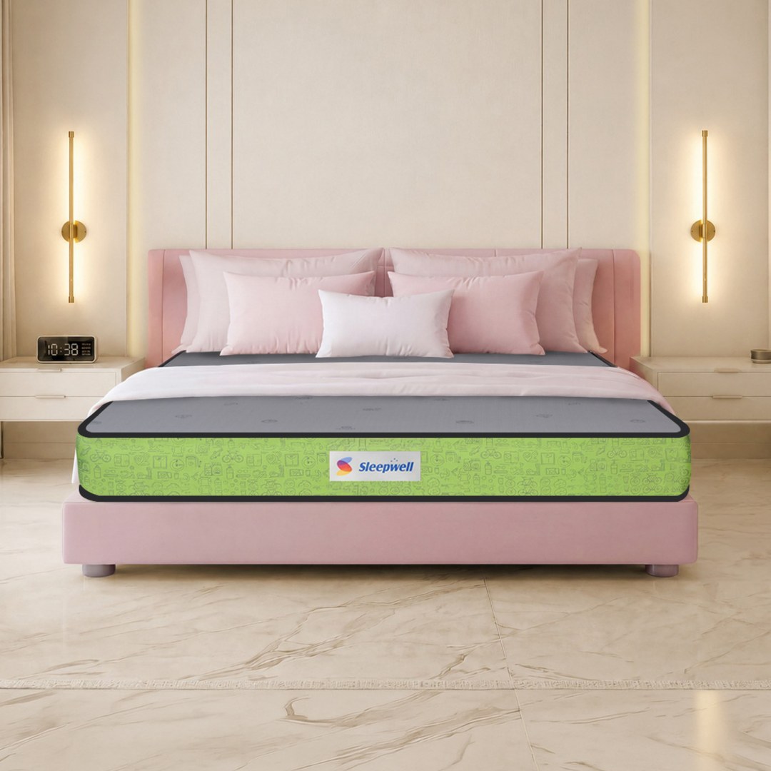 Sleepwell Ortho Nirvana Mattress Medium Firm Perfect Spine Alignment King 75x72x5 Inch - Sleepwell