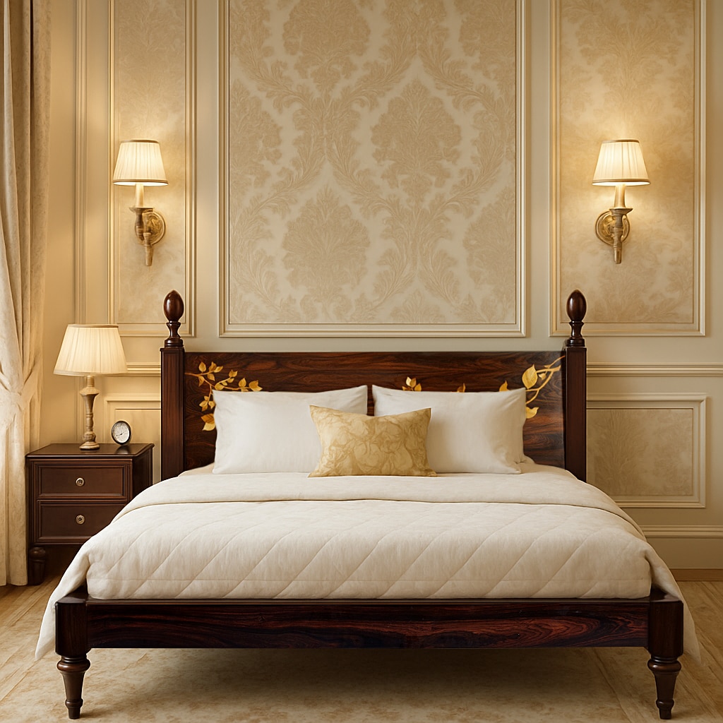 Mysore Rosewood Inlay King-size Bed
