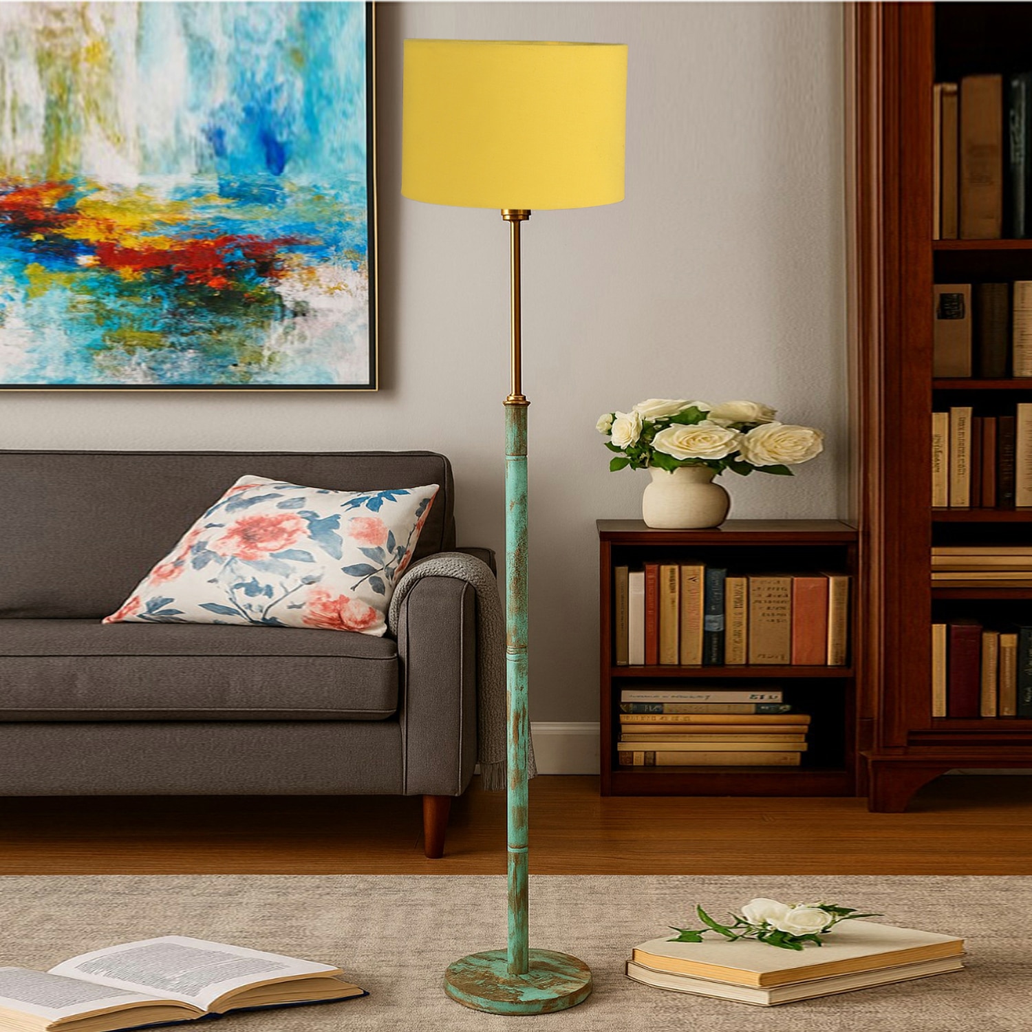 Devansh Wood & Metal Floor Lamp - Devansh