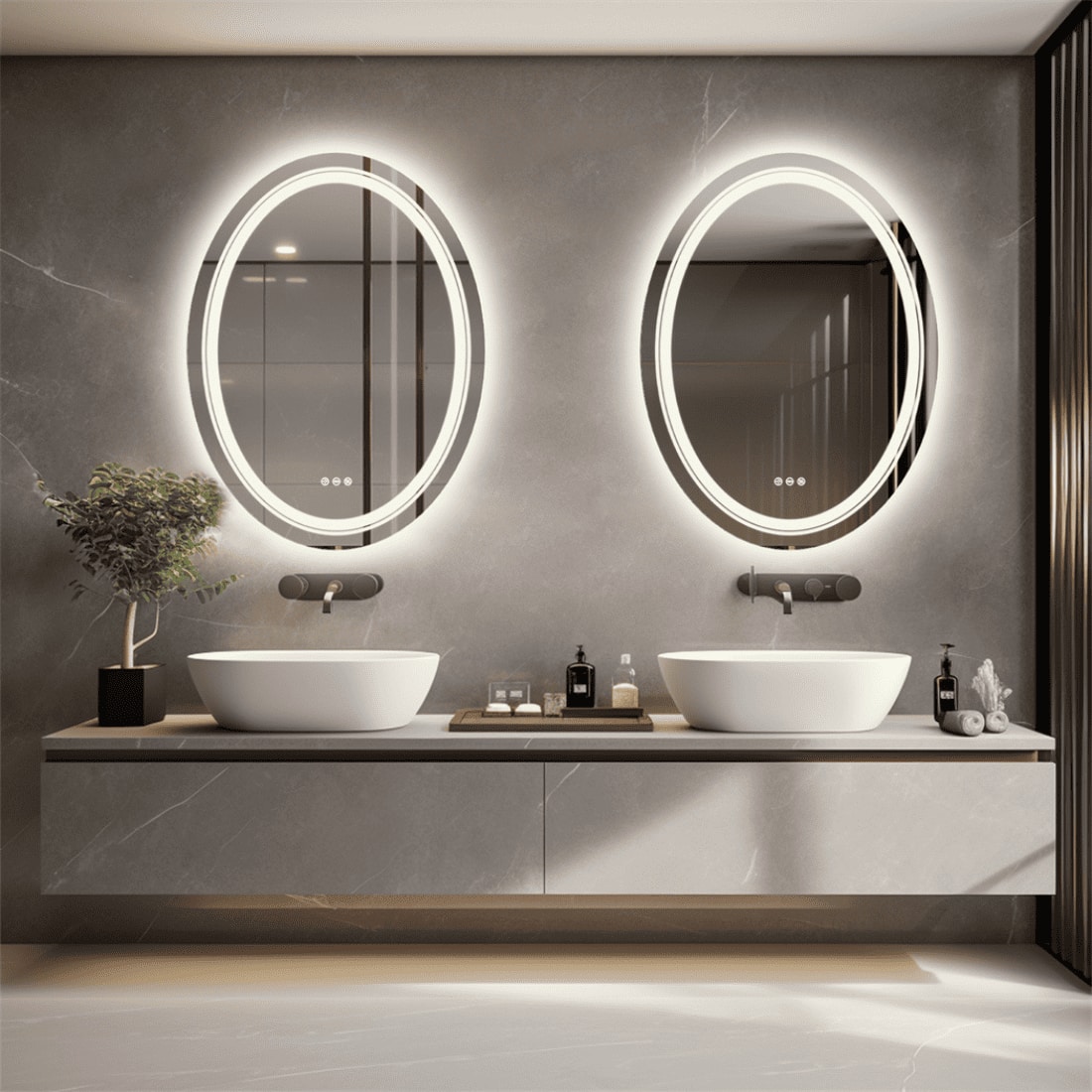 Oval Shape Lighted LED Mirror Modern  Vanity Mirror