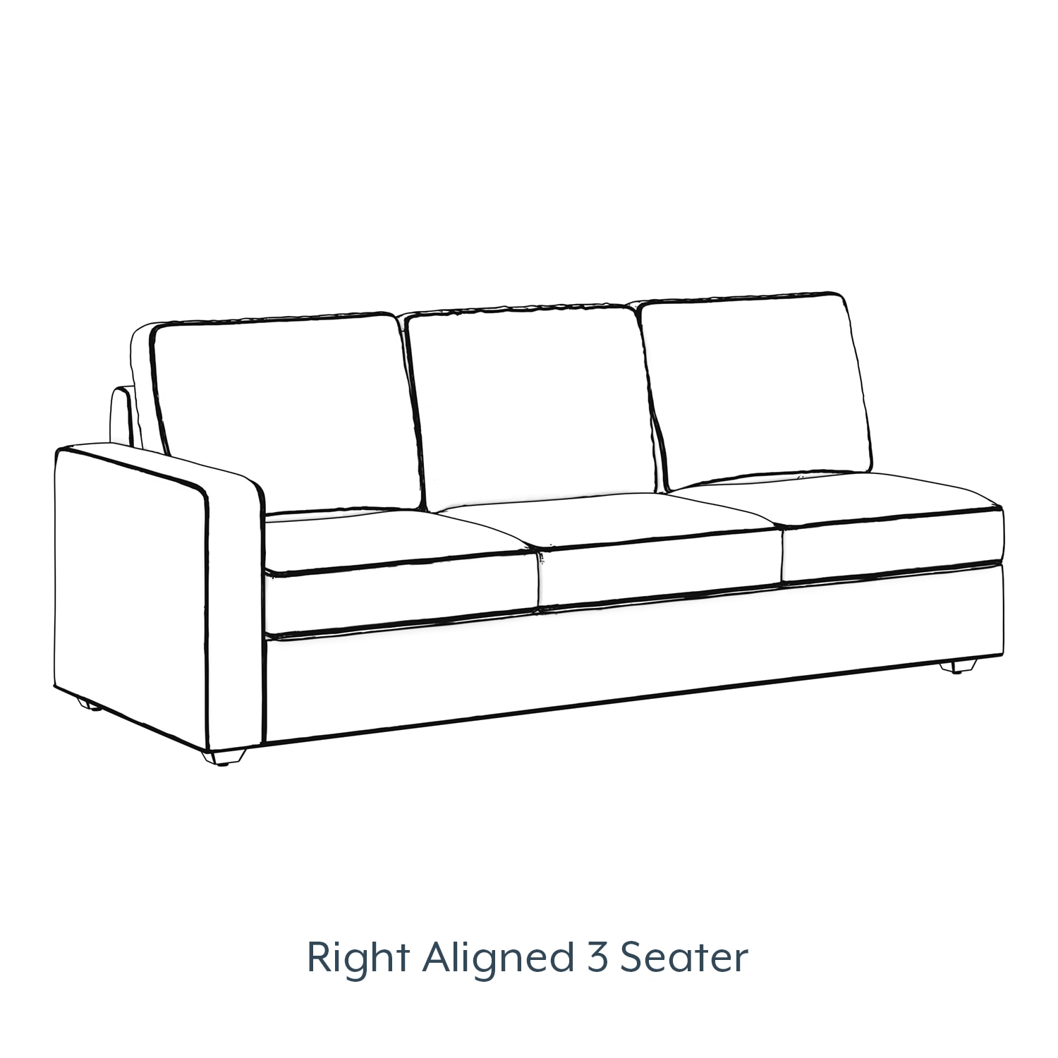 Apollo High Back Right Aligned 3-Seater Fabric Sofa in Oyster Beige Colour