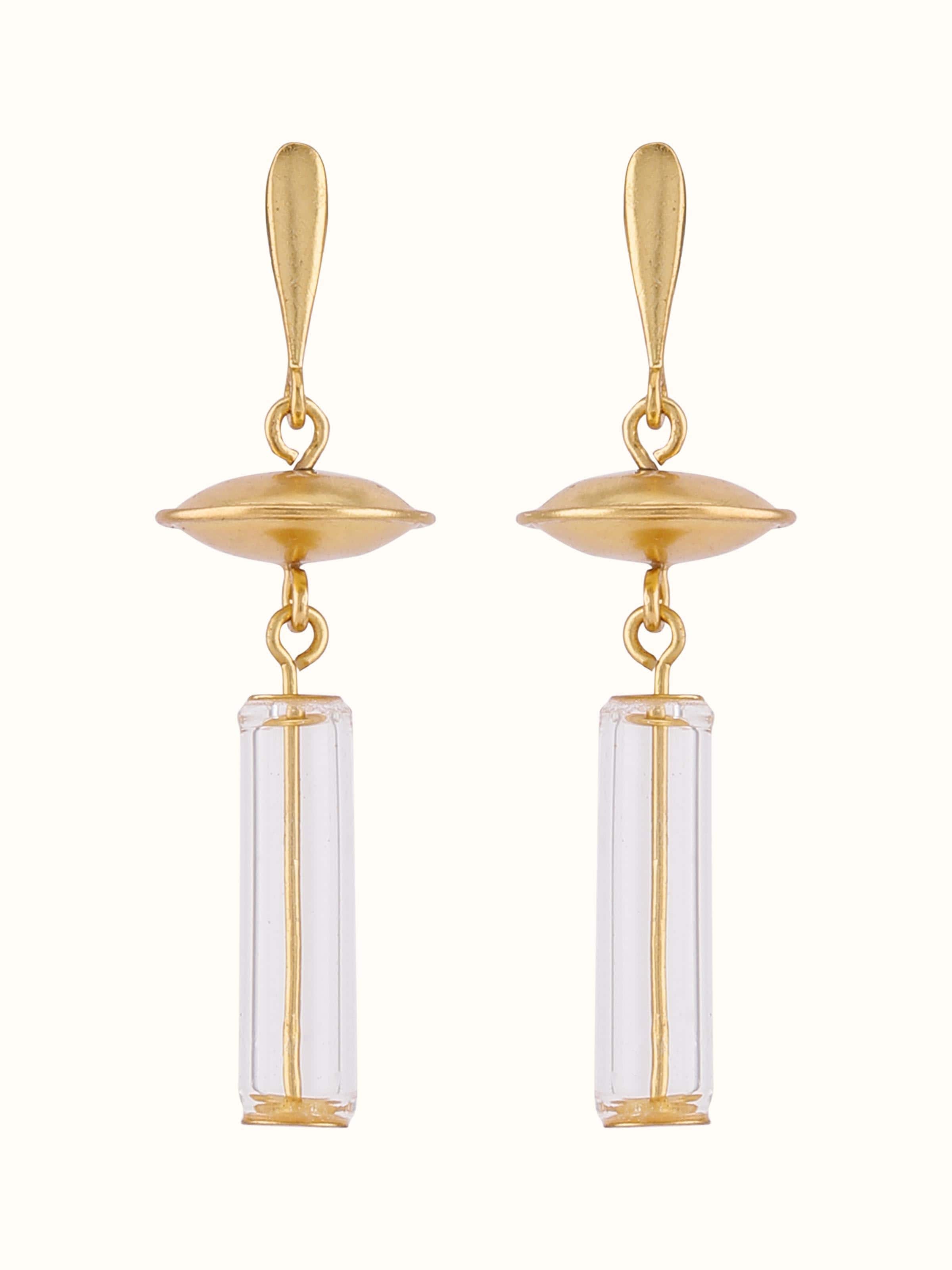 Silver Flame Glass Drop Earrings