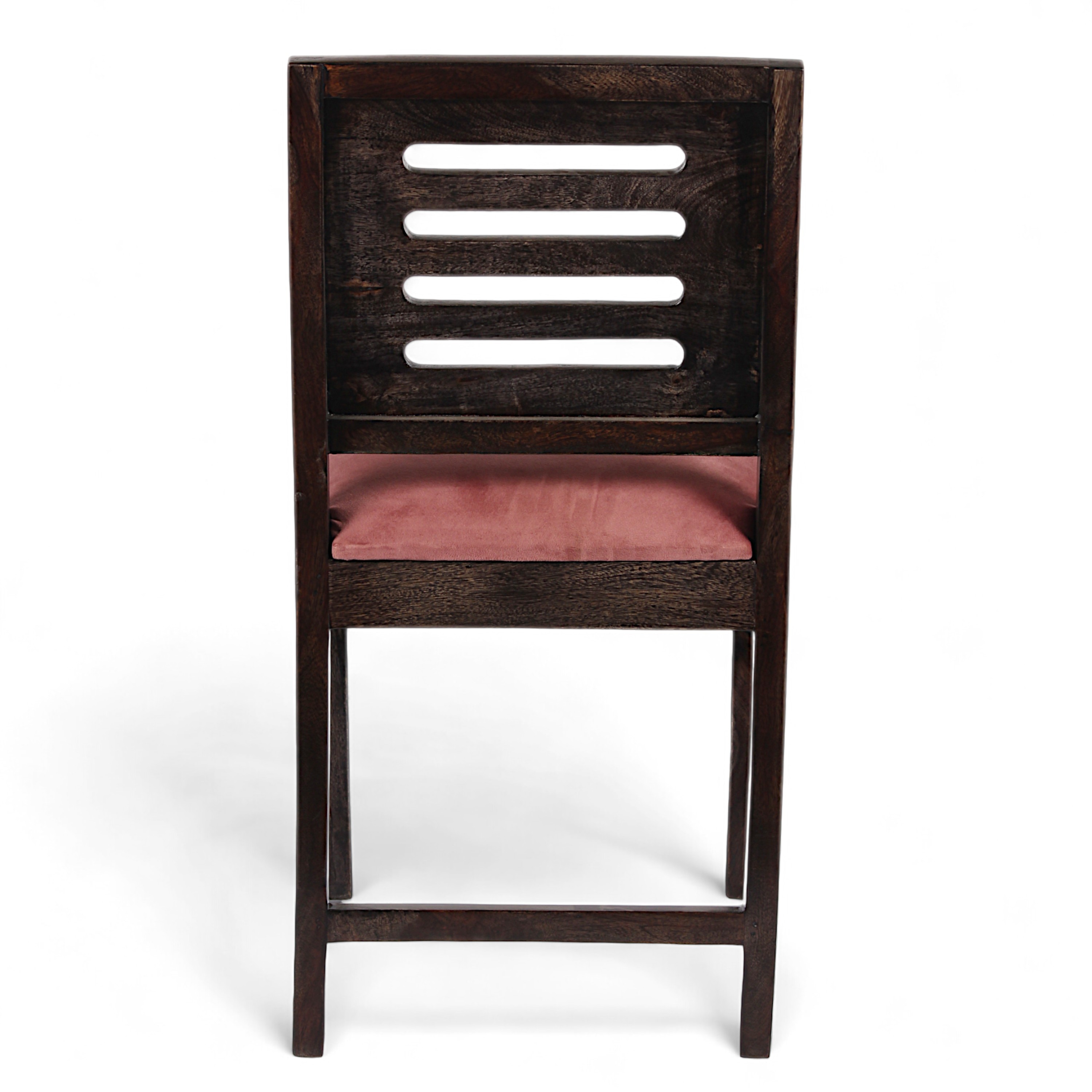 Rosslyn Sheesham Wood Dining Chair in Mahogany Finish & Coral Pink Velvet Cushion Seat