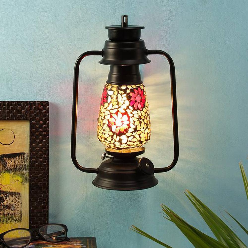 Daisy Multicolor Metal Wall Mounted Lantern Lamp