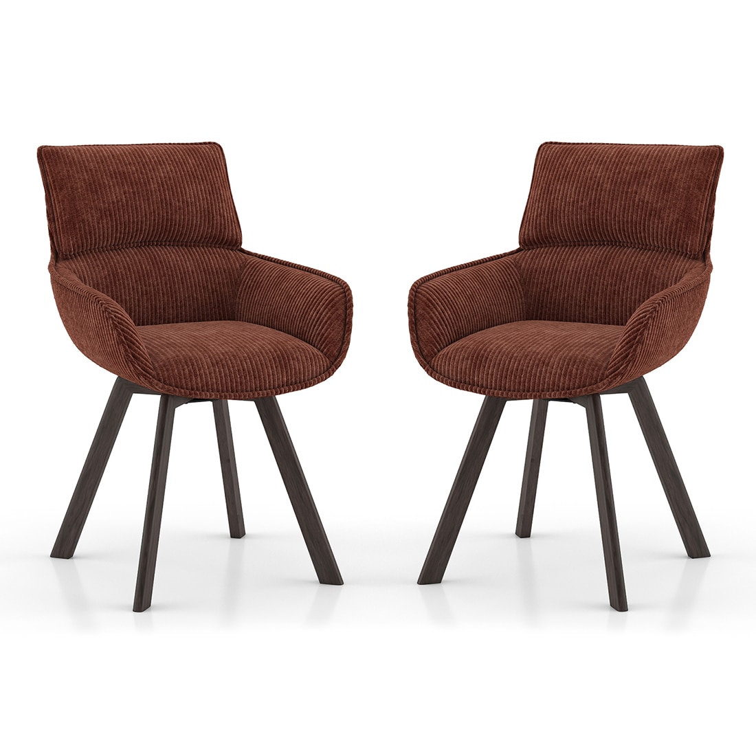 Bren Swivel Dining Chair In Auburn Fabric