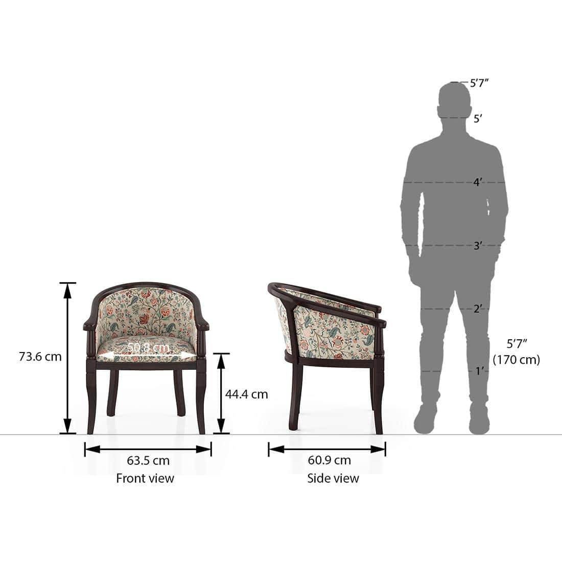 Florence Lounge Chair in Calico Floral Colour