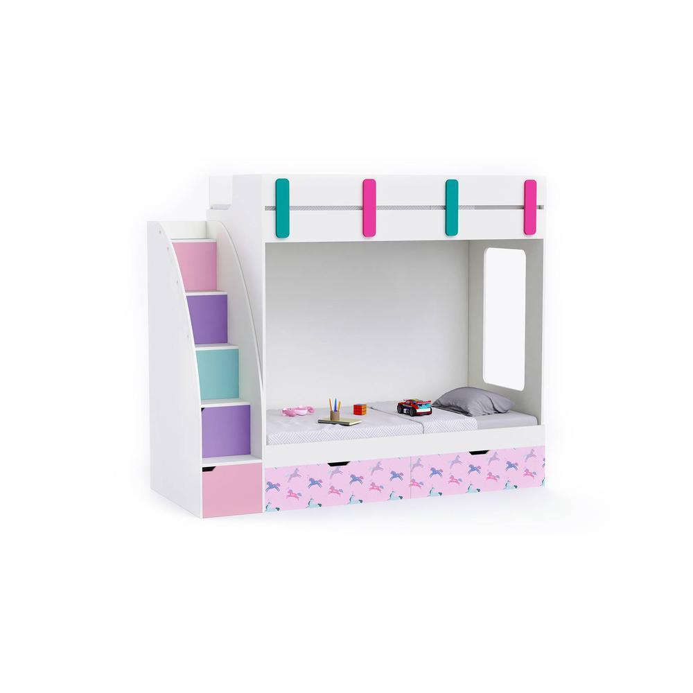 Pinwheels Bunk Bed with Storage in Oak Colour BKBB041