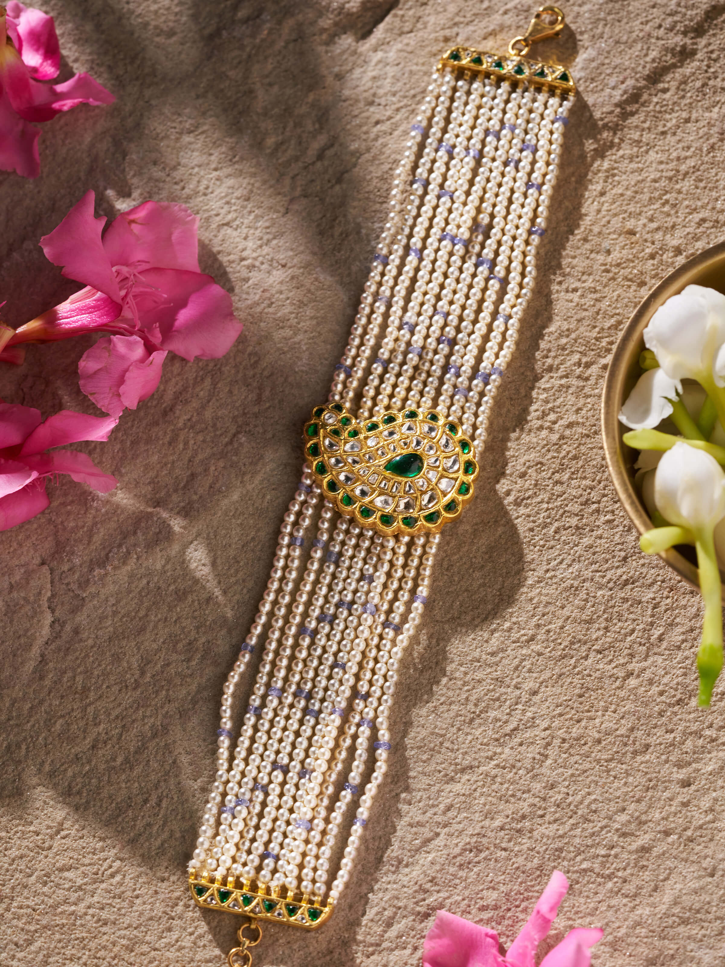 Angled shot emphasizing the bracelet’s flexibility and design