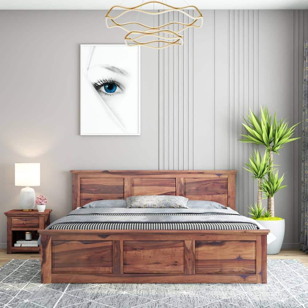 Stainfleld Sheesham Wood Queen Size Bed Non Storage Bed Provincial Teak Finish (60 x 78 inches)