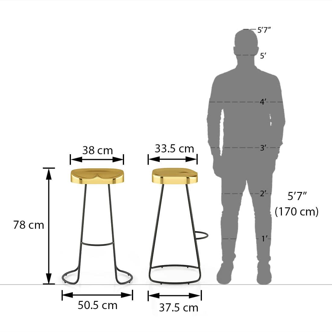 Sherman Metal Bar Stool in Brass Finish