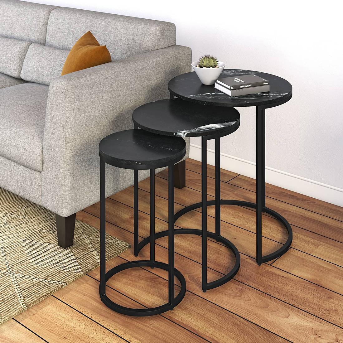 Livingston Metal Side Table in Black Finish