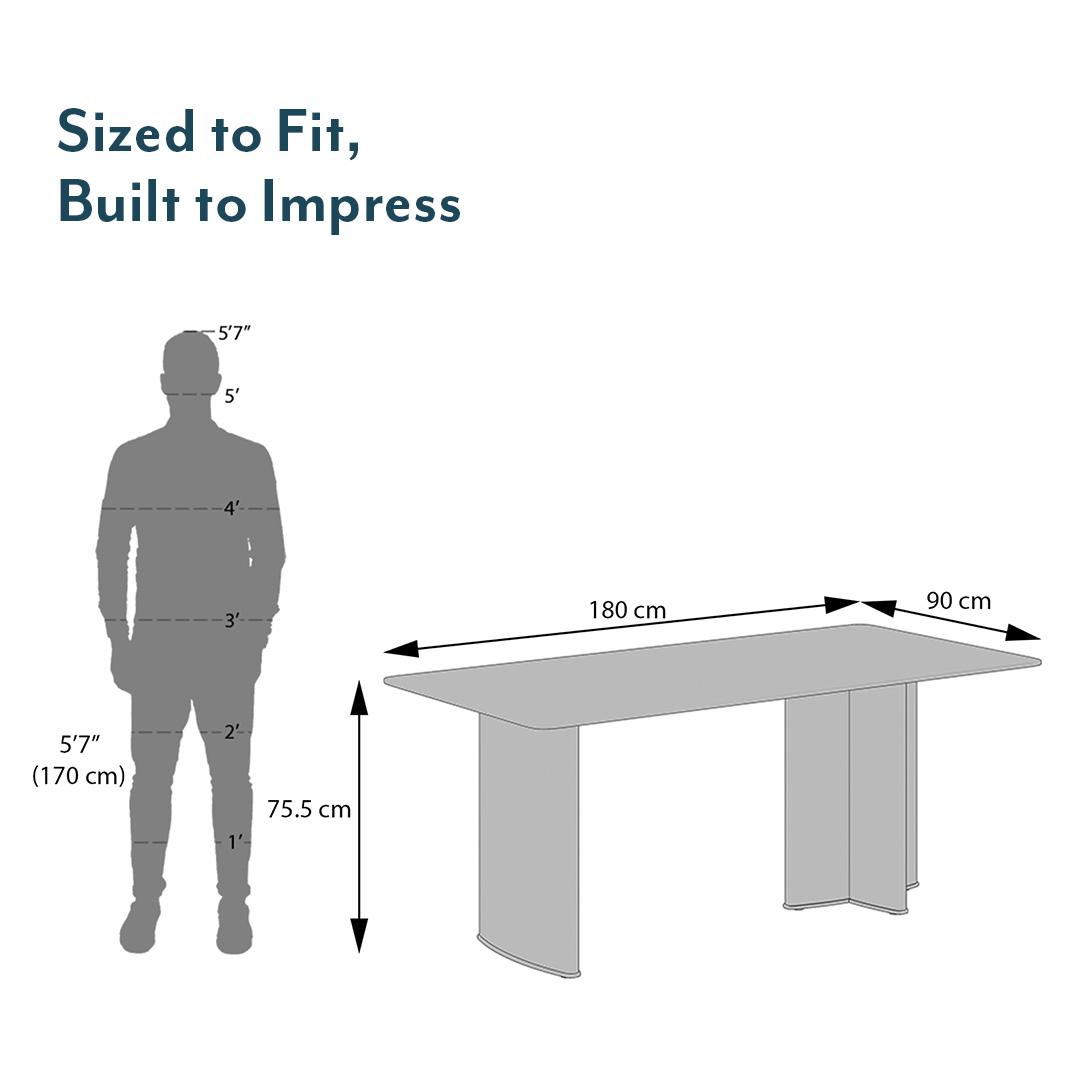 Rosen 6 Seater Ceramic Dining Table White And Cream Finish