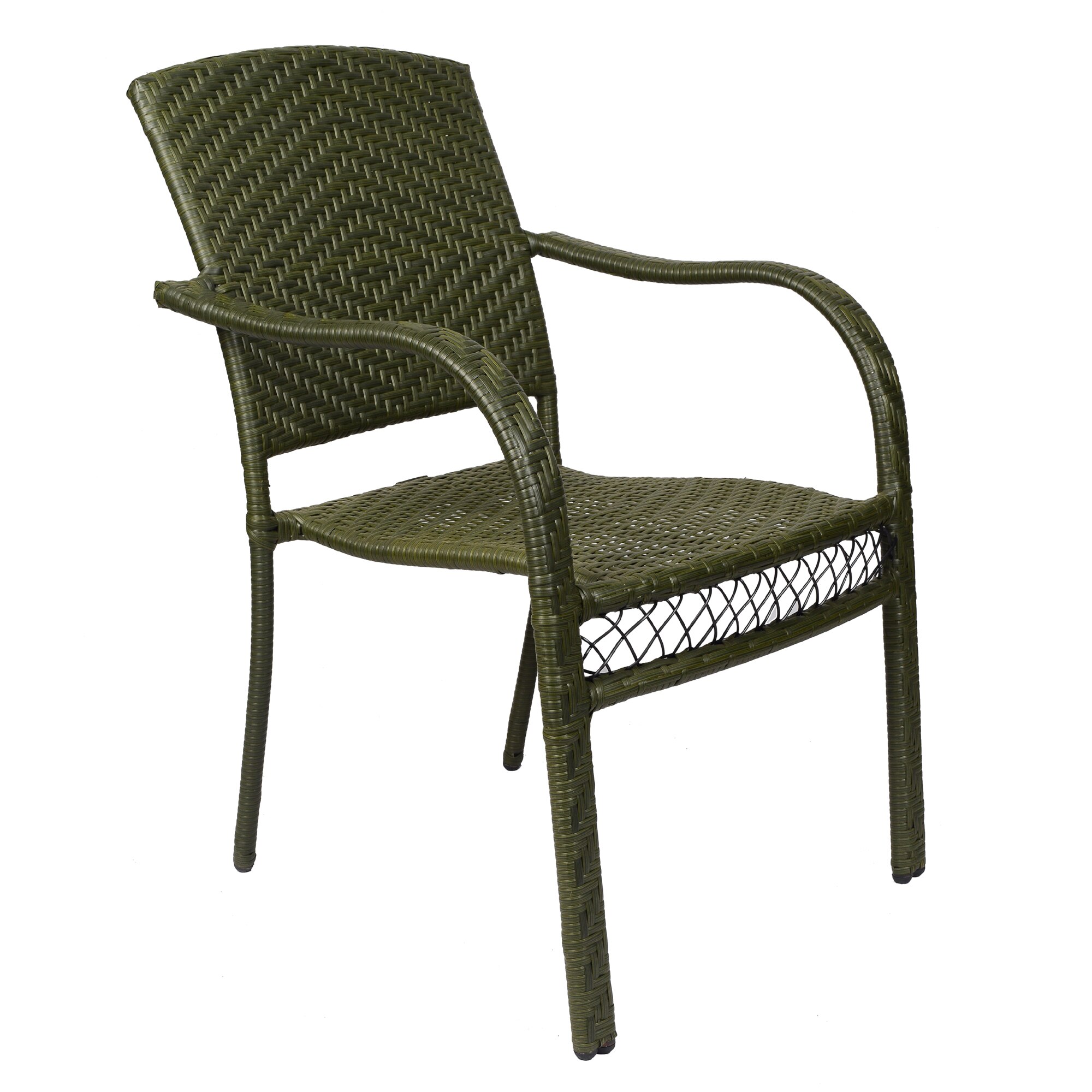 Wagga Wagga Wicker Table And Chair Set In  Dark Dreen Dual Tone Finish
