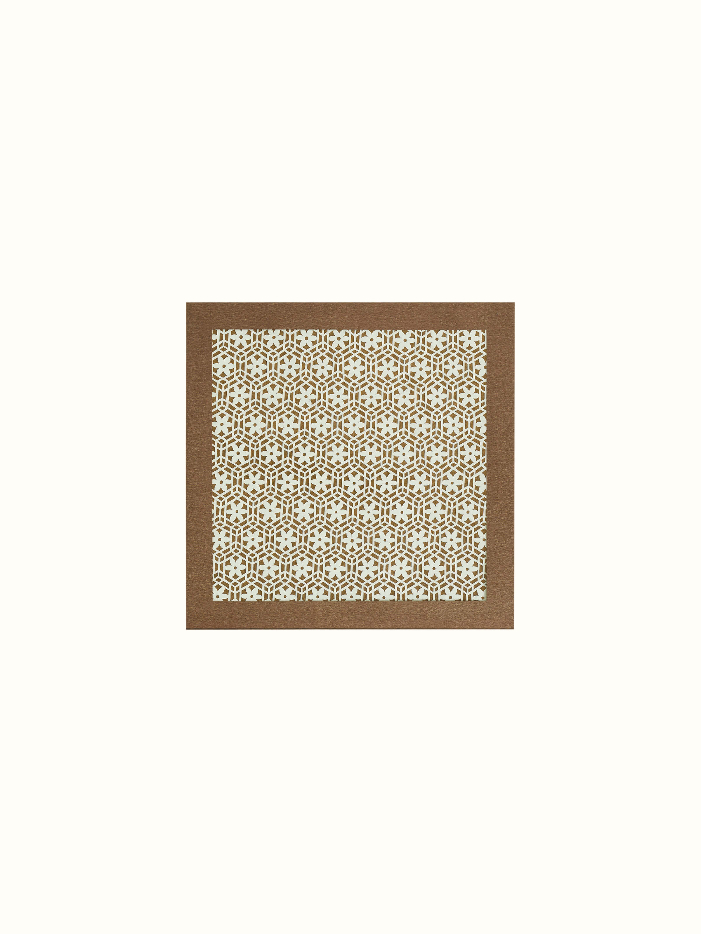 Front view of Sanjhi paper stencil flower jaali wall art featuring intricate flower patterns and delicate paper cuttings