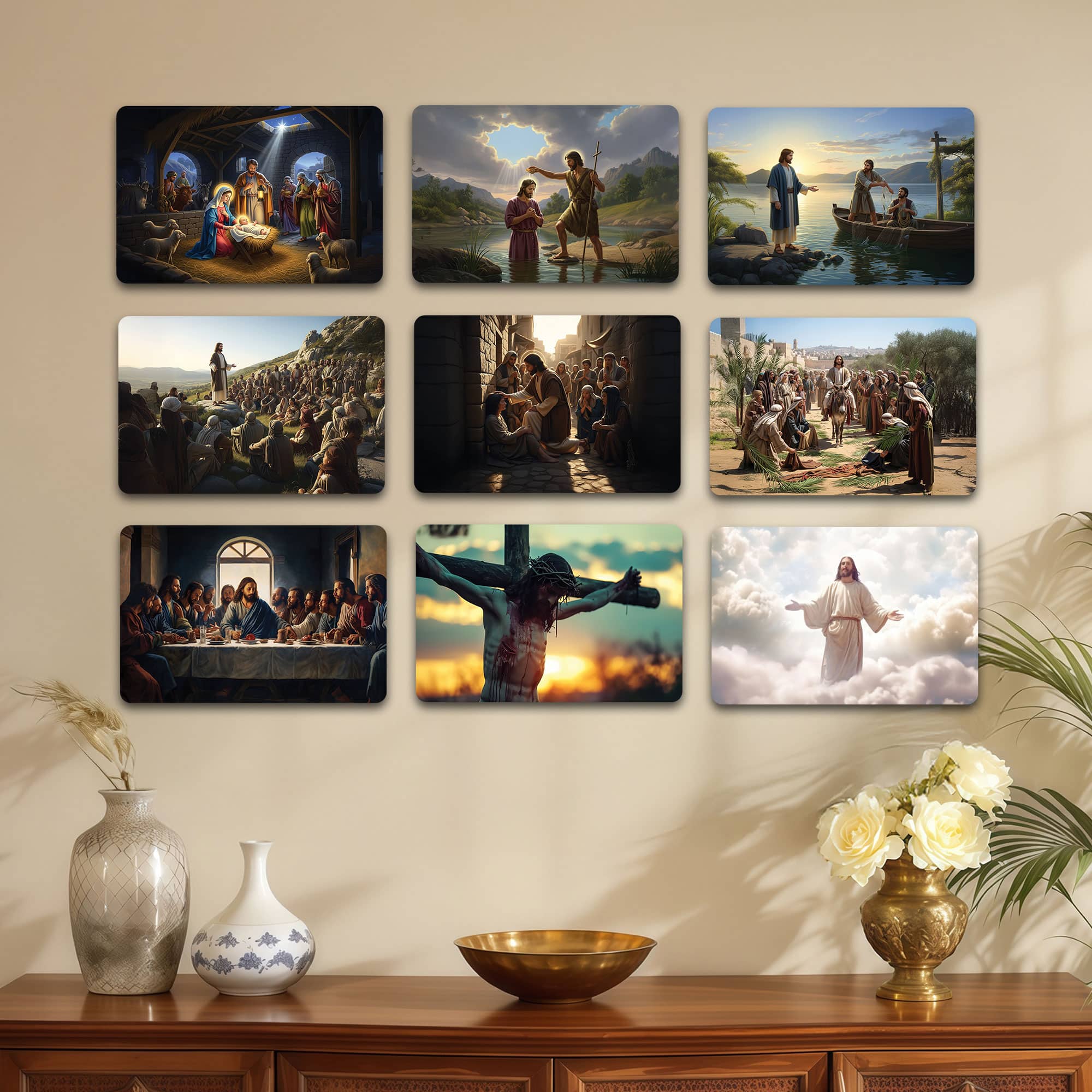 The Castle Decor Jesus Wall Art Set of 9 8x12 Inch - The Castle Decor