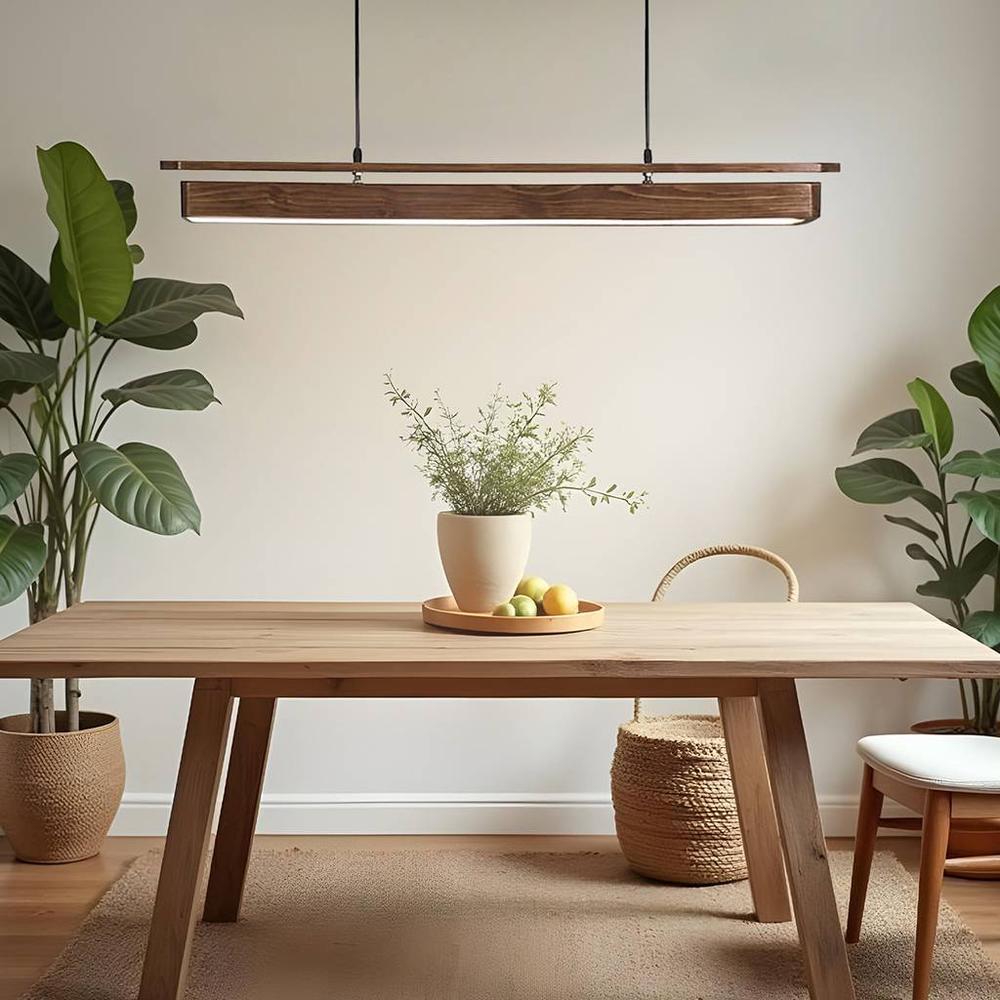 Art Deco 48 Brown Solid Wood Single Hanging Light