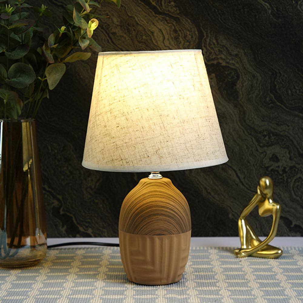 Ceramic Table Lamp Brown Timeless Elegant Design