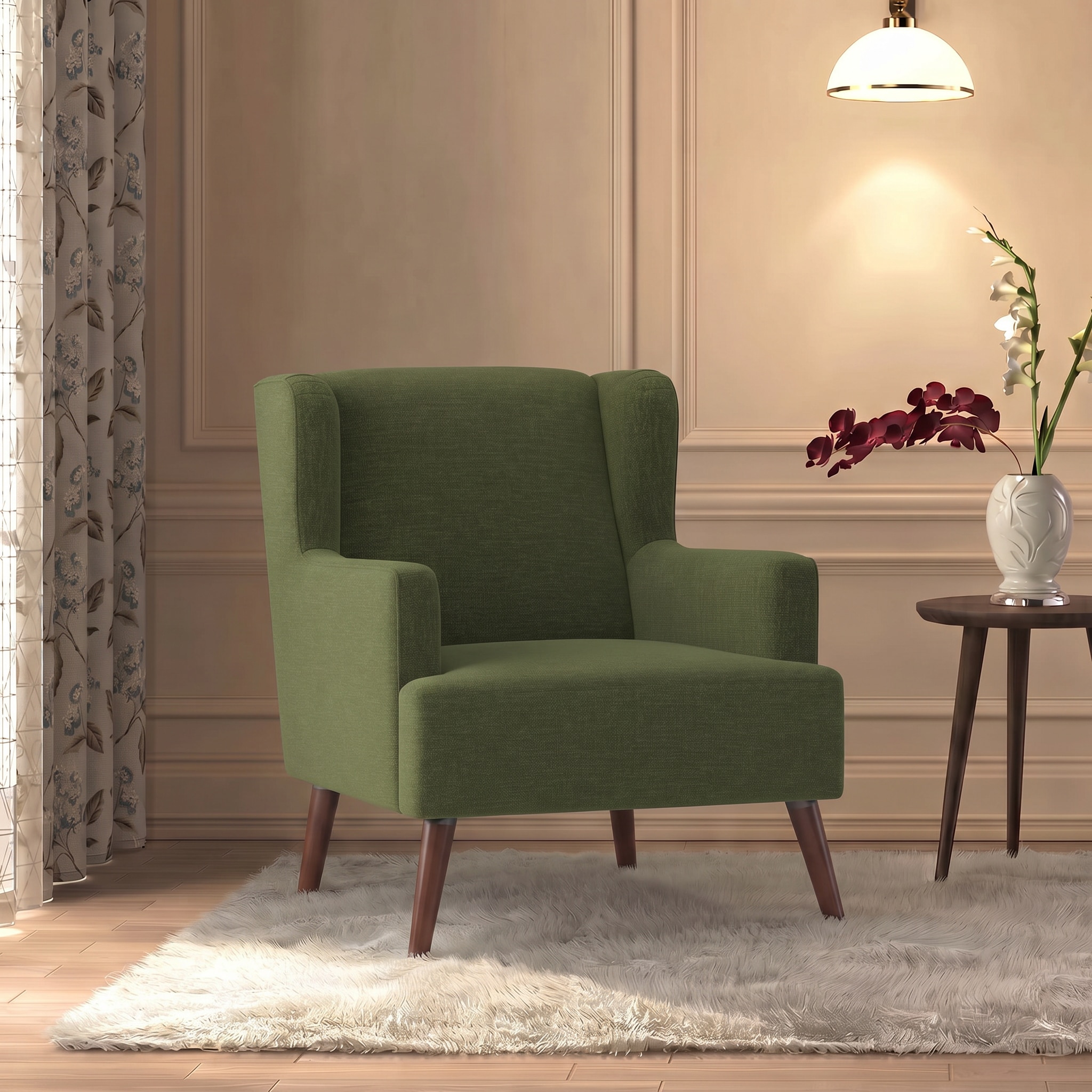 Brando Arm Chair in Moss Green Colour - Urban Ladder