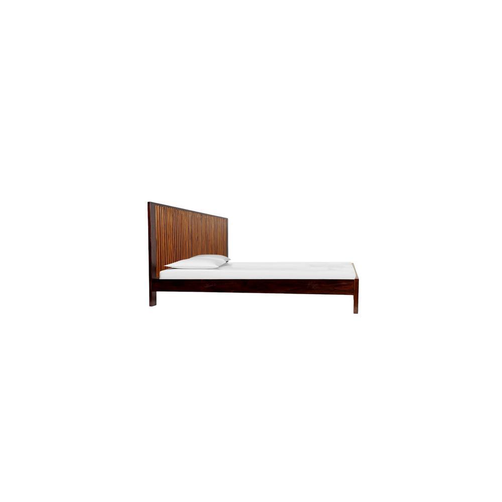Ronnie Solid Wood Non Storage Bed In Dark Provincial Teak Finish