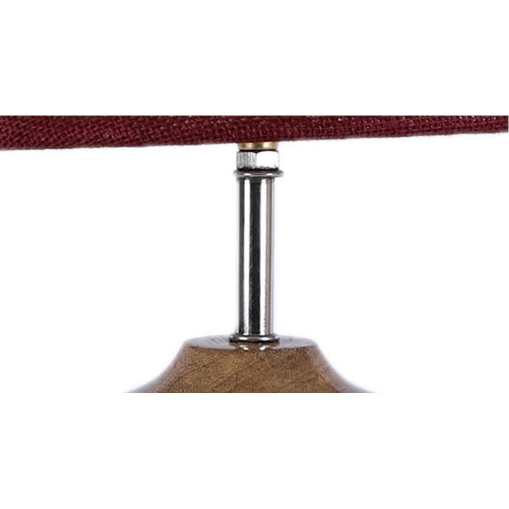 Joyce Maroon Natural Fiber Shade Table Lamp with Natural Wooden Base