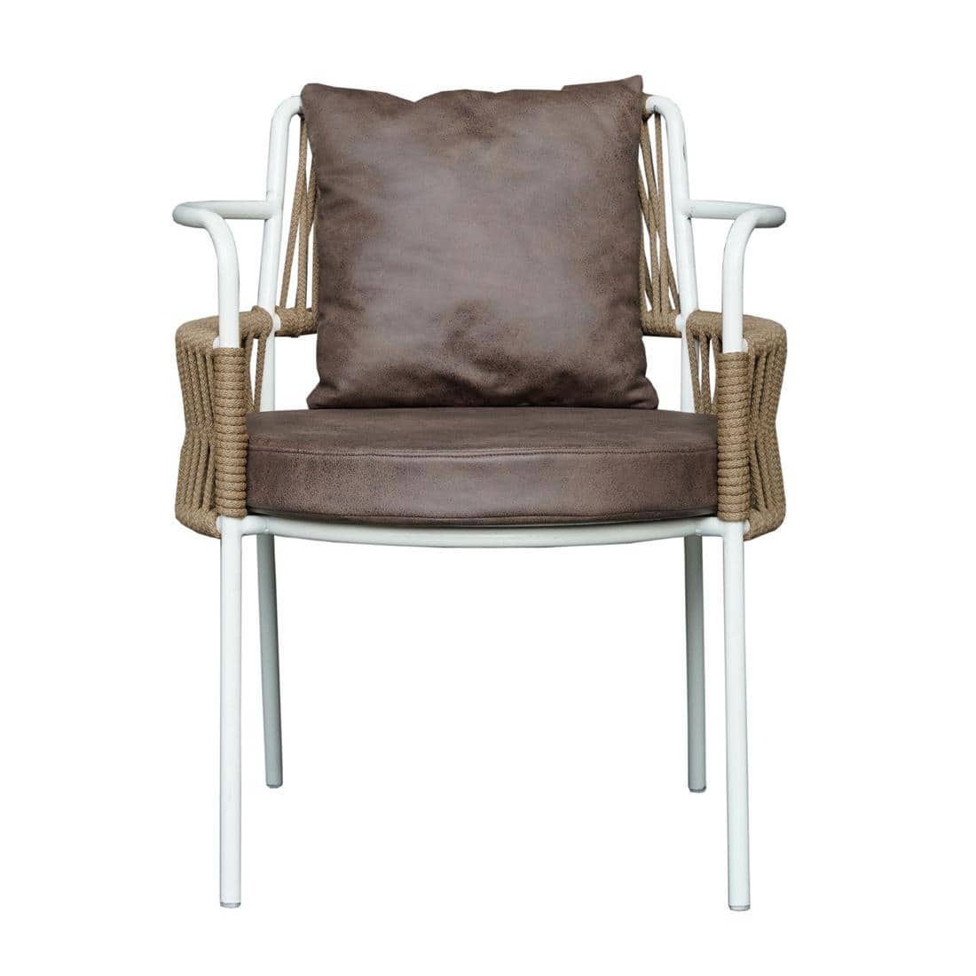 Paola Outdoor Accent Patio Weaving Chair in Ivory White