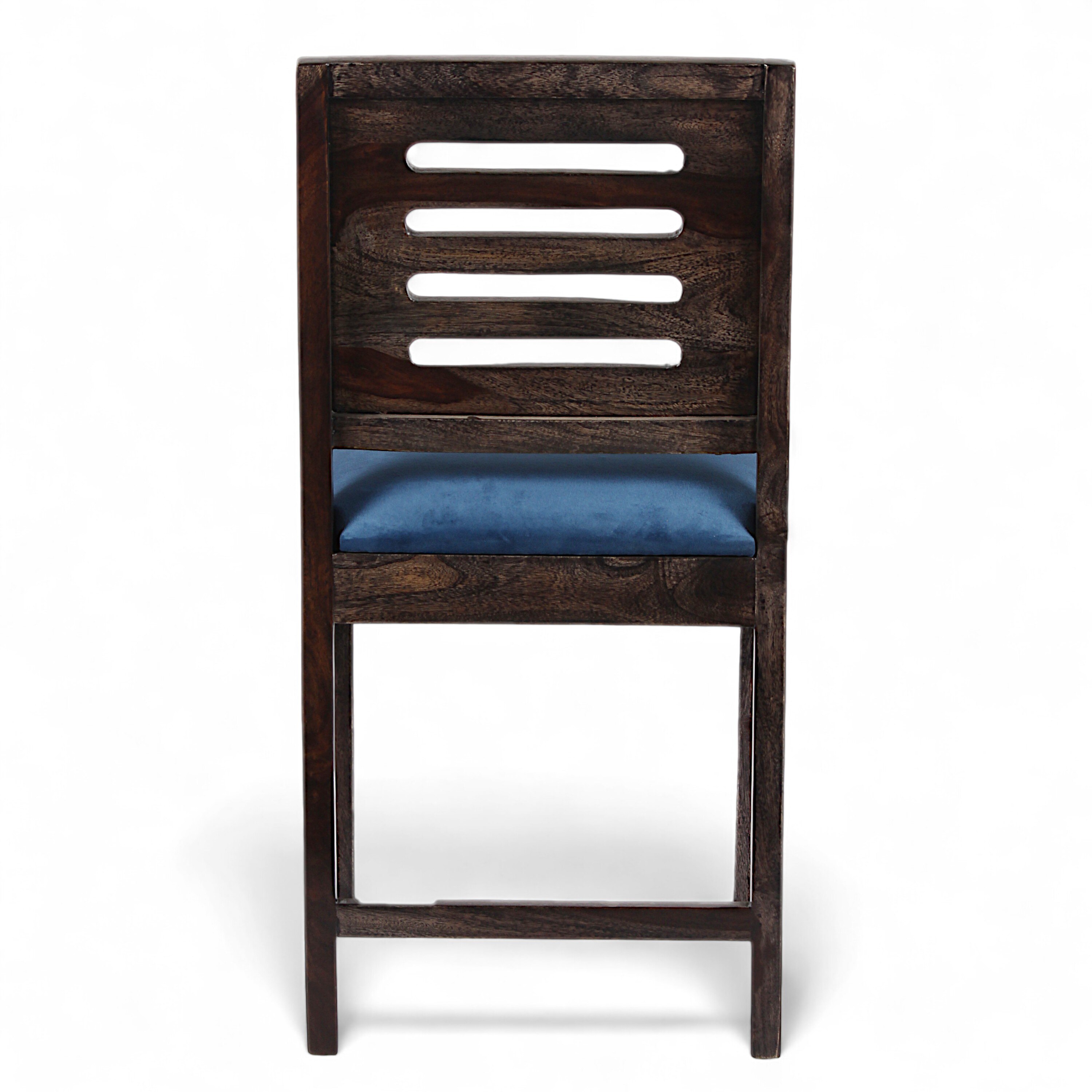 Rosslyn Sheesham Wood Dining Chair in Mahogany Finish & Navy Blue Velvet Cushion Seat