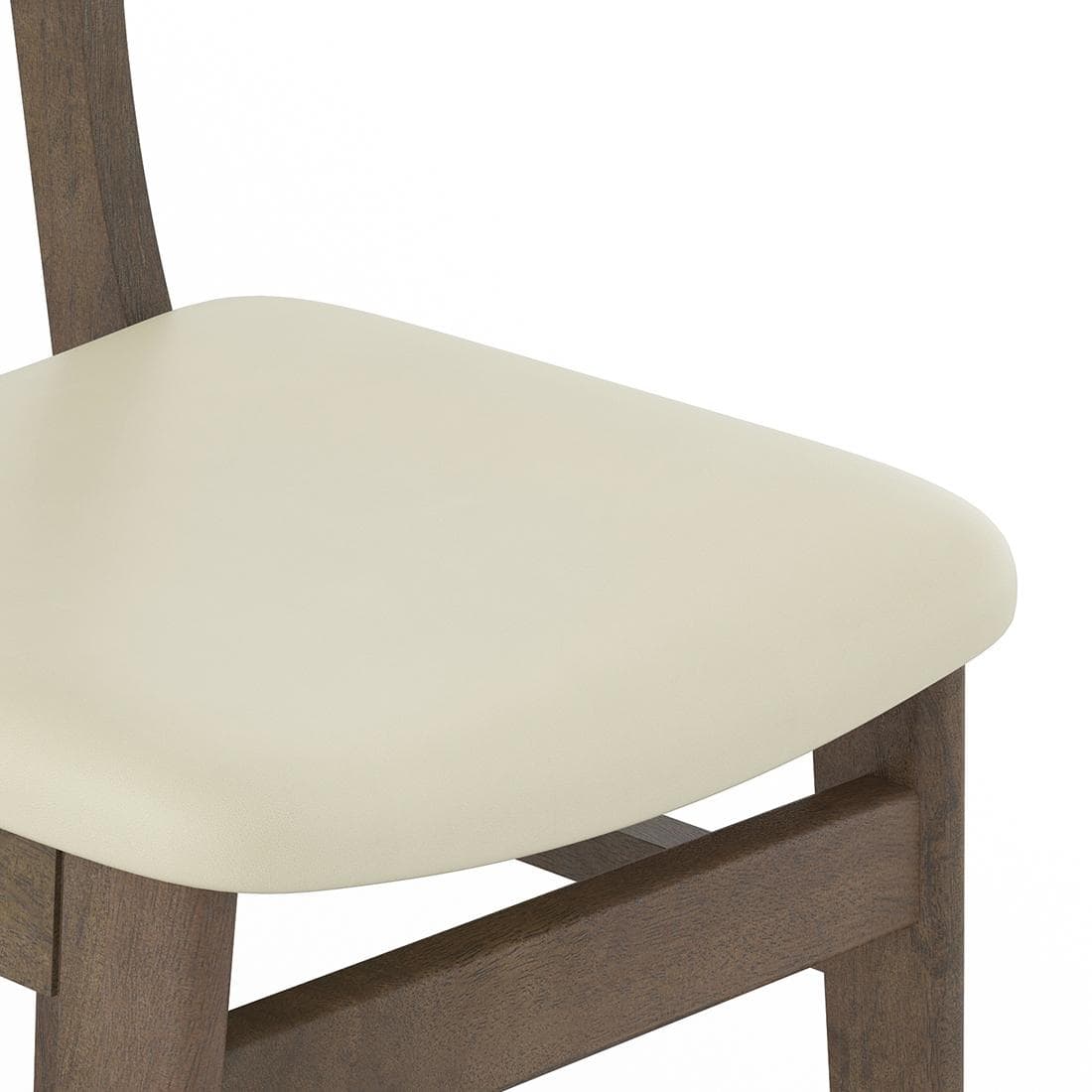Lunar Solid Wood Dining Chair Set of 2 In Danish Walnut Finish With Ancient Ivory Cream Leatherette Colour