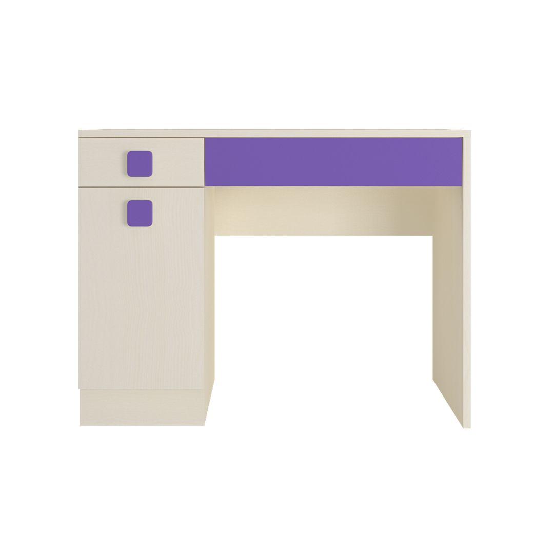 Kristina Kids Study Desk with Shuttered Cabinet and 2 Drawers in Light Wood Lavender Purple Colour