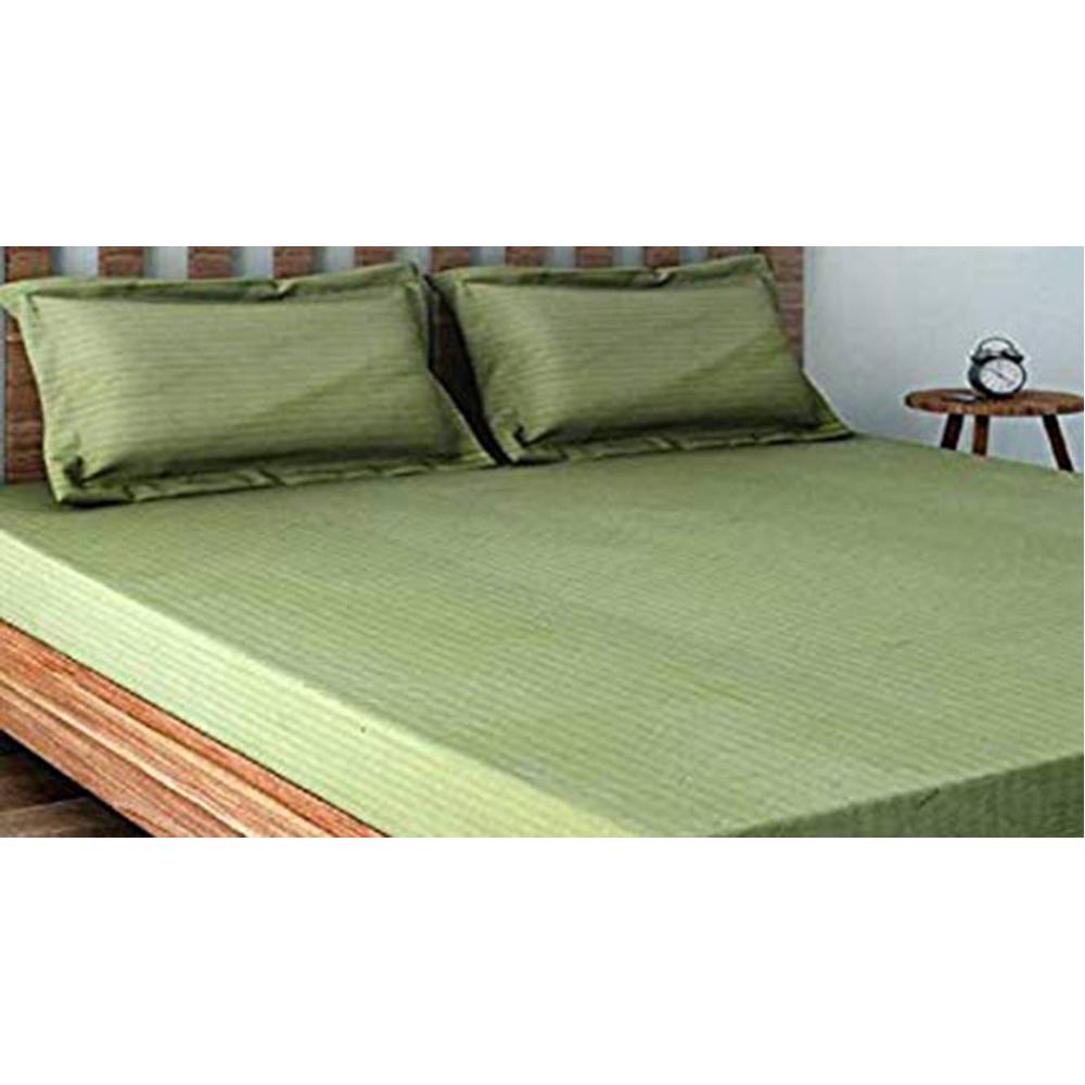 Marwan Pista Green Absract 210 TC Cotton Double Size Bedsheet with 2 Pillow Covers