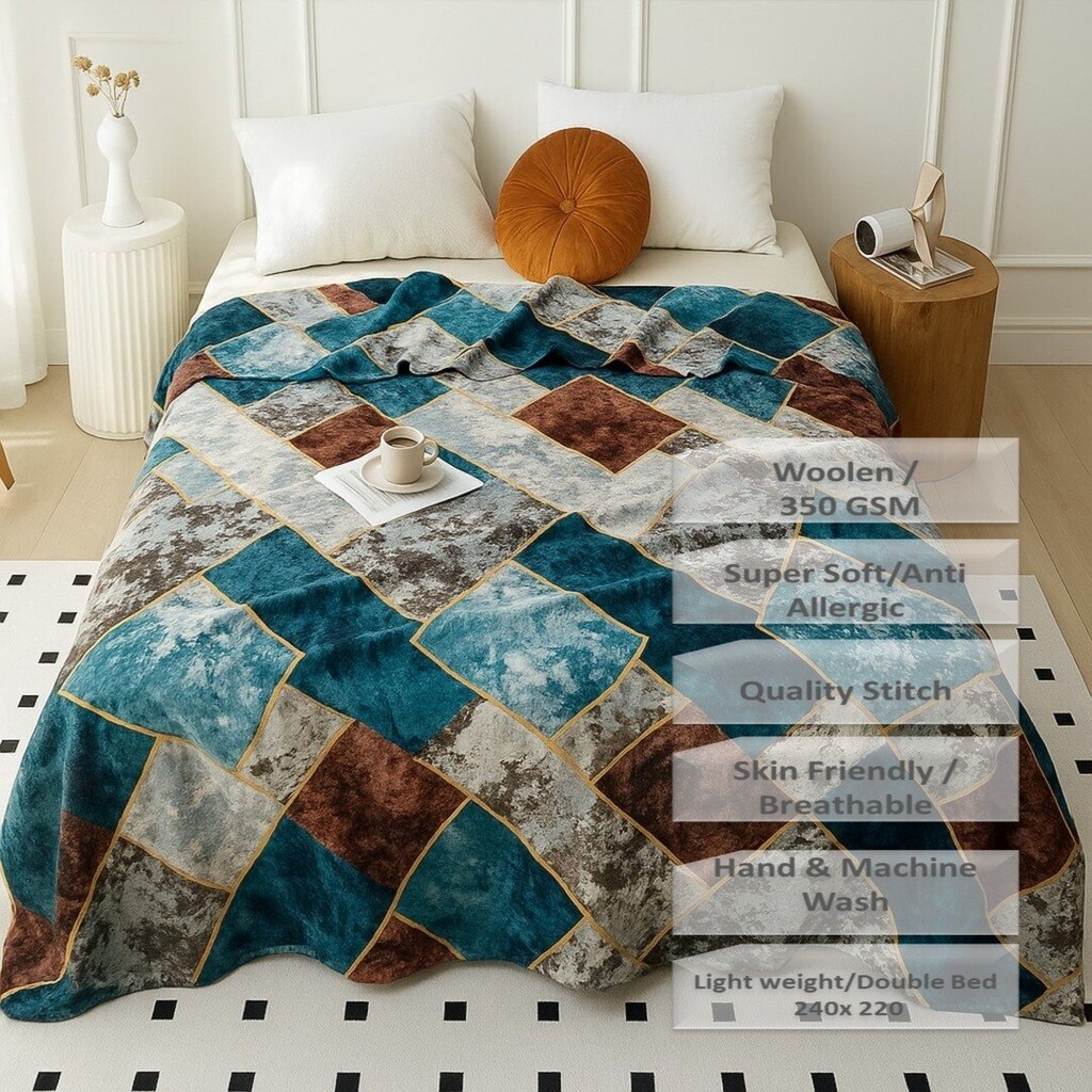 Silky Touch Premium Super Soft Cozy Doube Bed Blanket 240 X 220 Cms  350 Cms