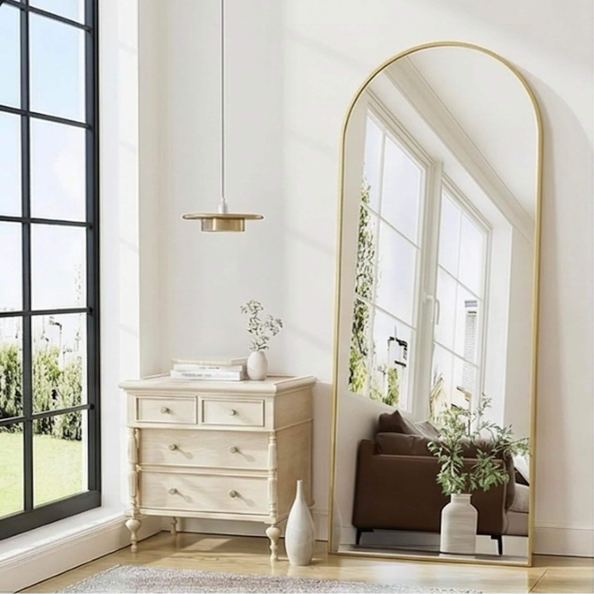 The Artment Vista Gold Arch Frame Unbreakable Floor Mirror For Home (155 X 45 CM)