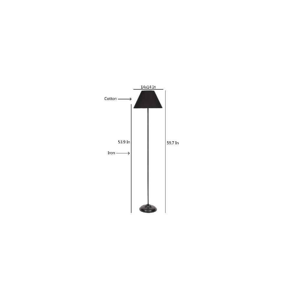 Skylen Black Fabric Floor Lamp with Black Iron Base