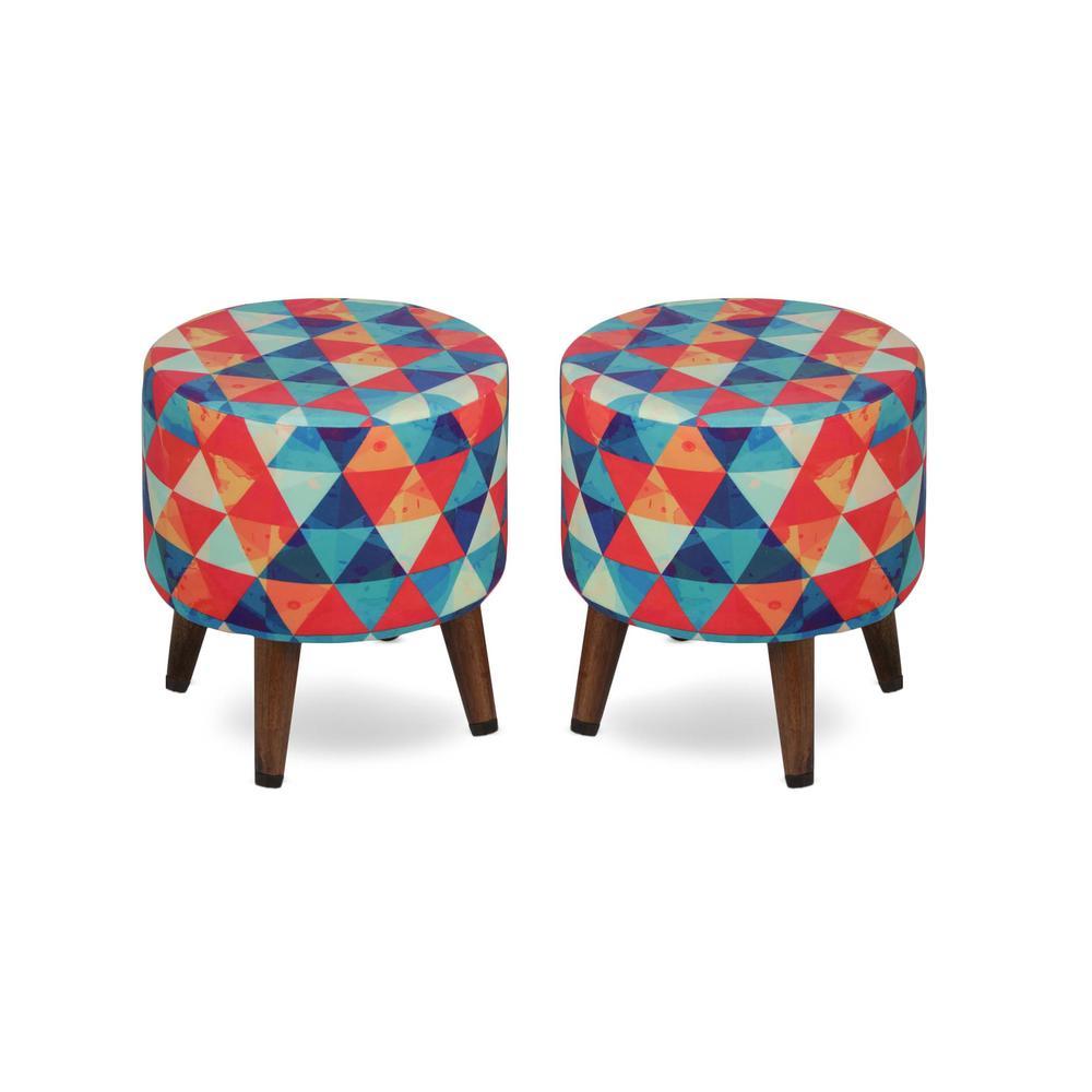 Isaac Solid Wood  Ottomon in  Multicolor Colour