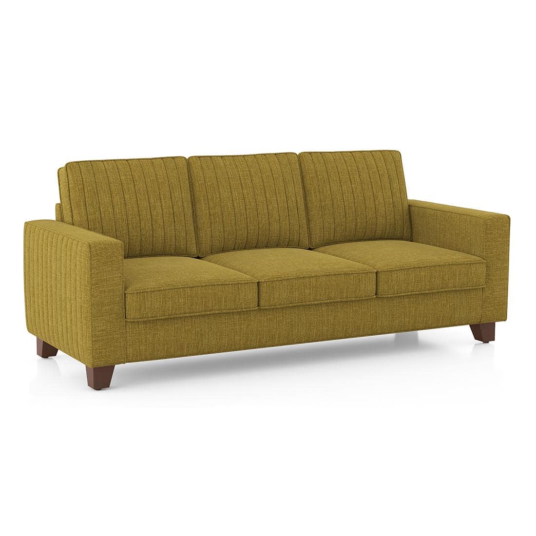 Apollo Neo 3 Seater Fabric Sofa in Olive Green Colour (Back Height : Regular, Cushion Type : Hard)
