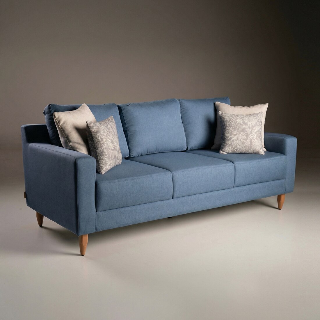 Stevens 3 Seater Fabric Sofa in Turkish Blue Colour