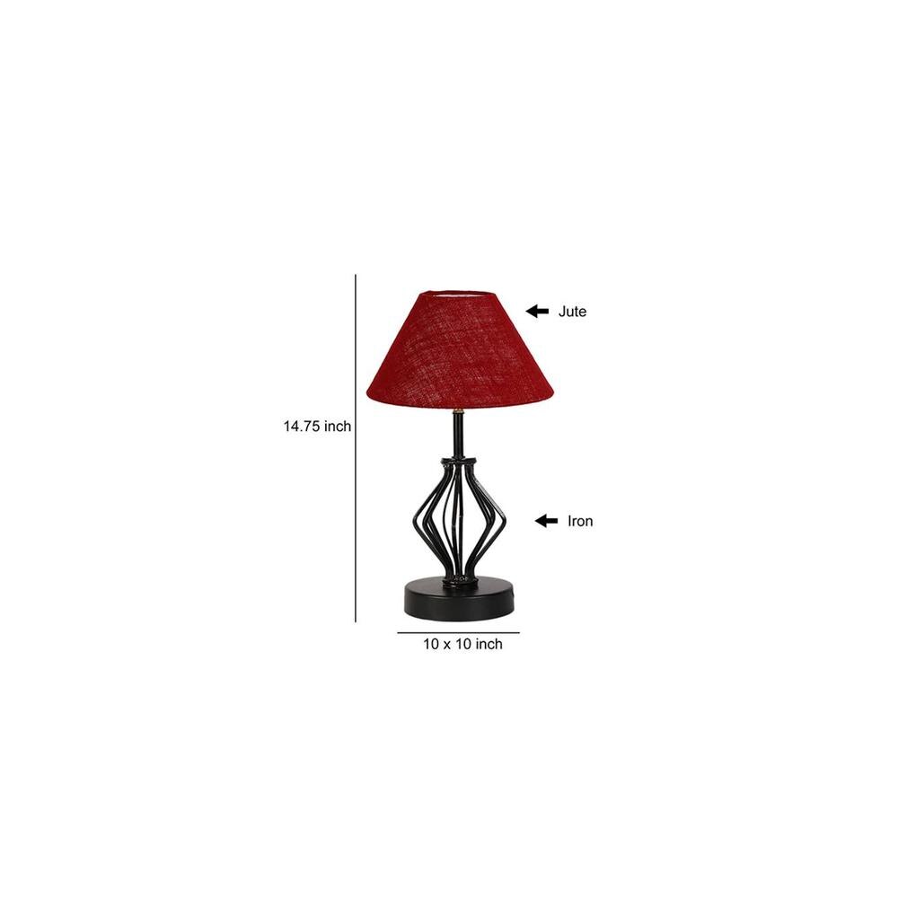 Stevie Maroon Jute Table lamp with Iron Base