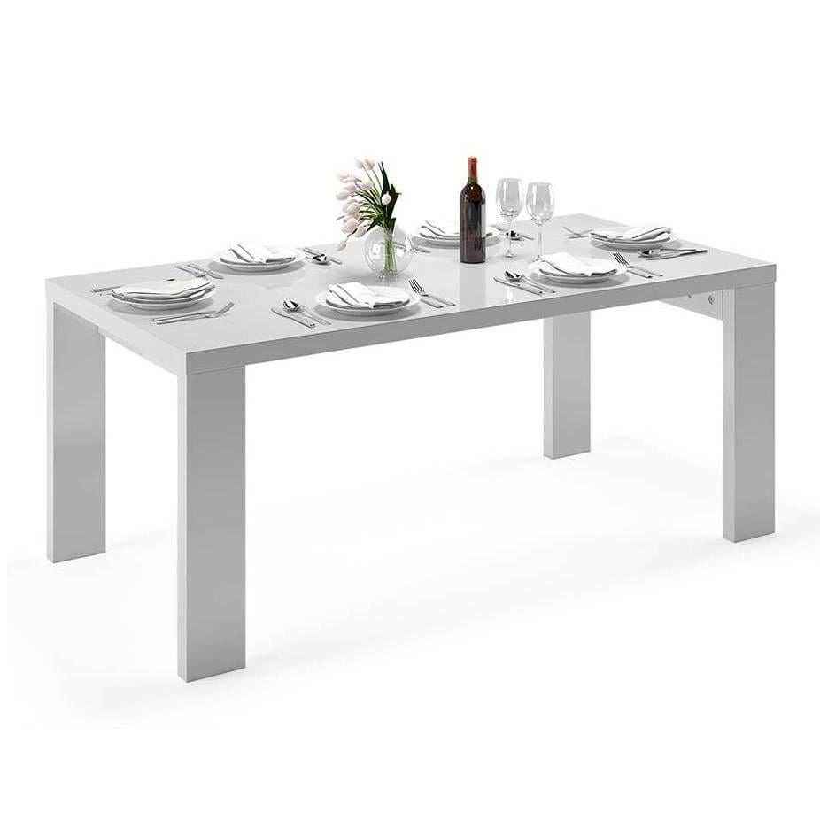 Kariba Engineered Wood Seater Dining Table In White High Gloss Finish