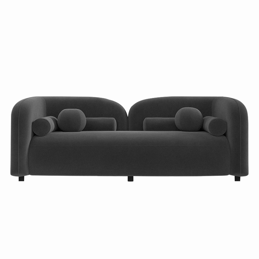 Homro Velvet 2 Seater Sofa in Dark Grey Colour
