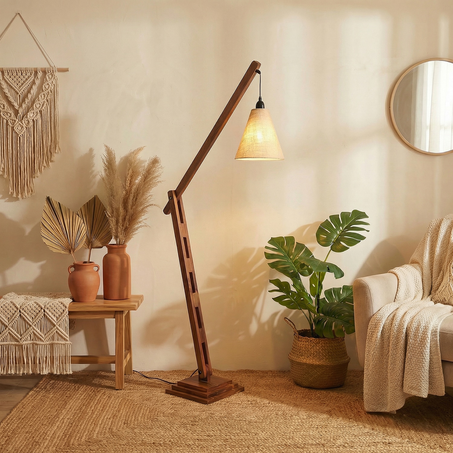 Fisher Beige Jute Floor Lamp with Beige Jute Base
