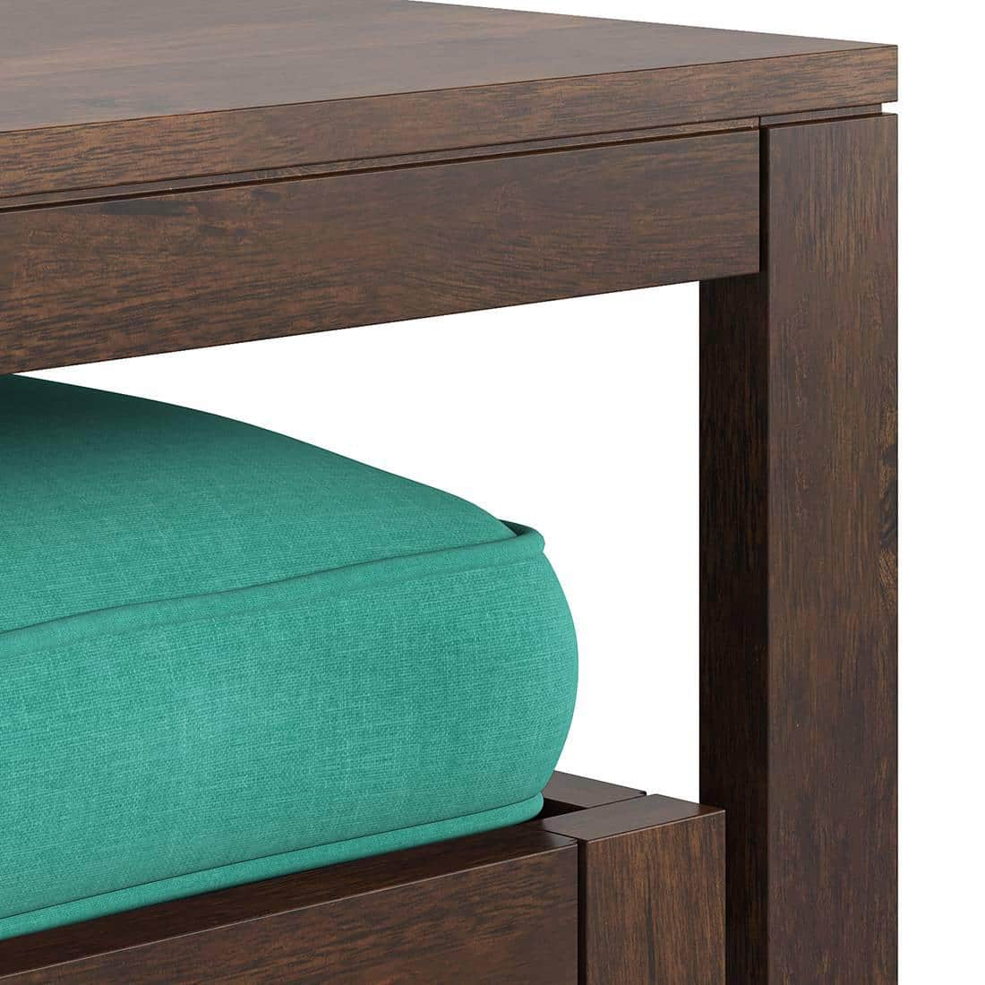 Avril Rectangular Solid Wood Coffee Table In Mango Walnut Finish and in Lagoon Green Colour