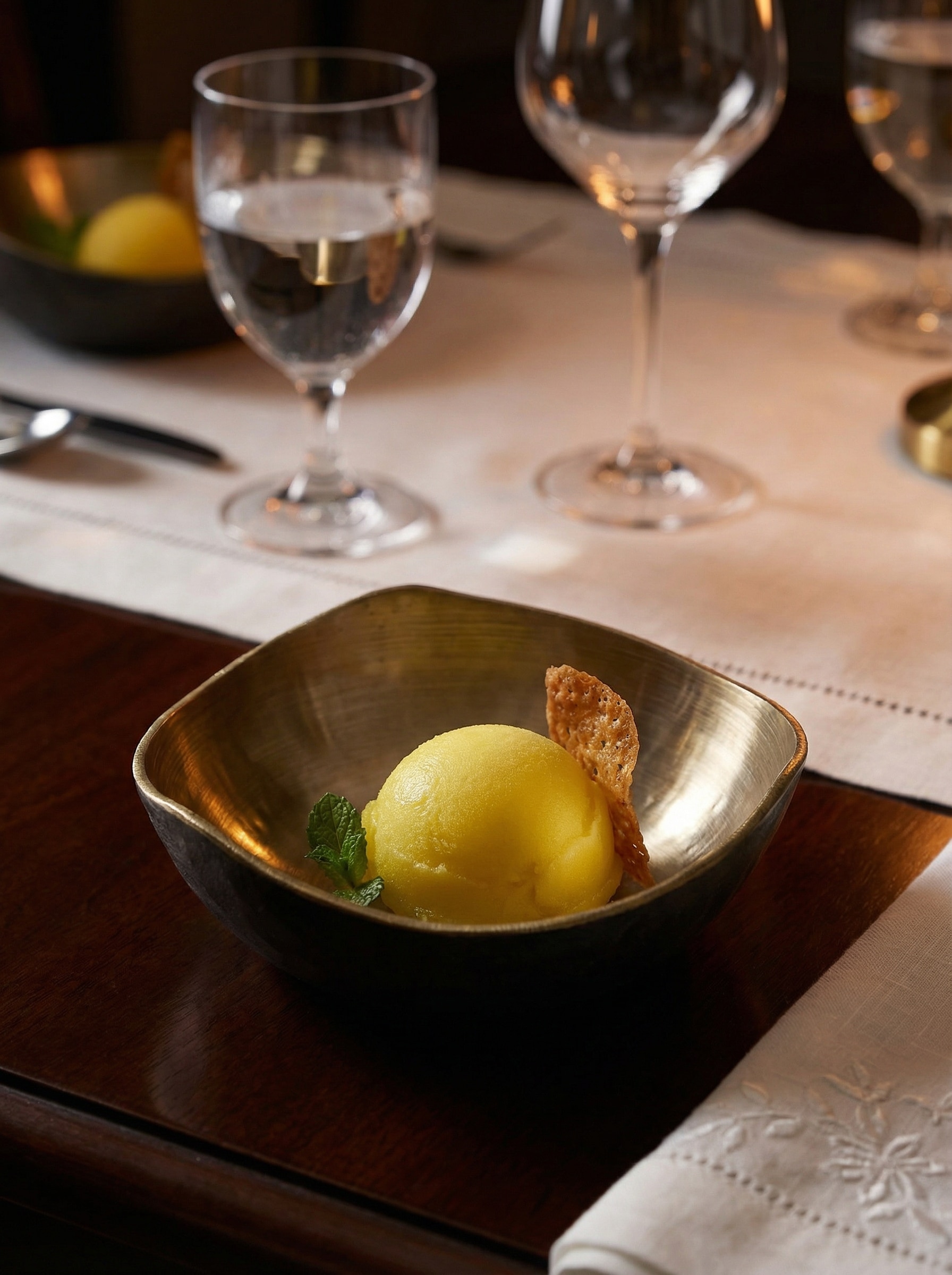 Bell metal triangular dinner bowl with traditional handcrafted finish